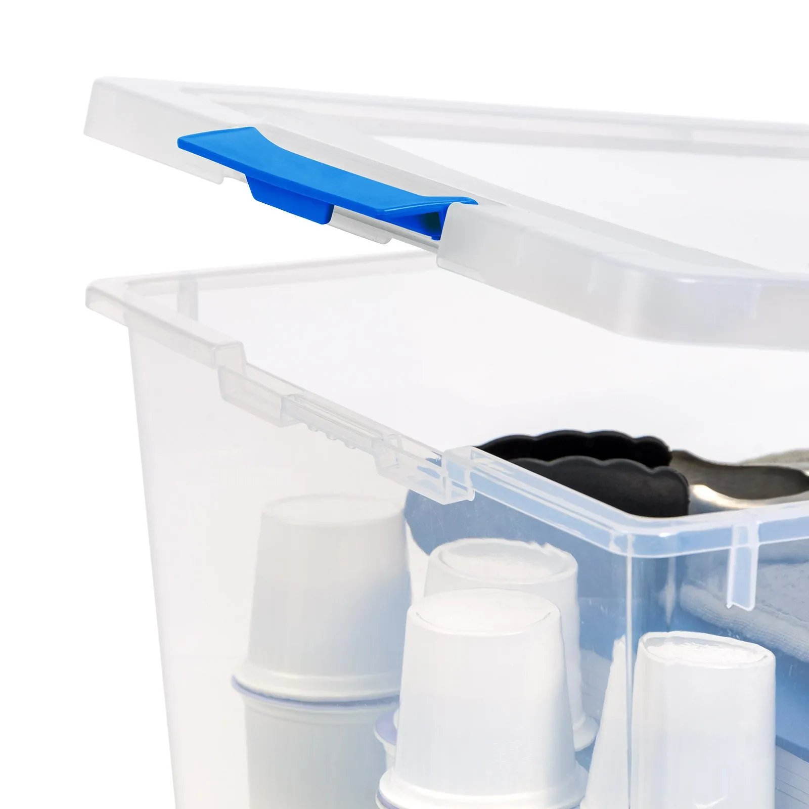 11 QT Clear Plastic Storage Container Clip Box 4 Pack