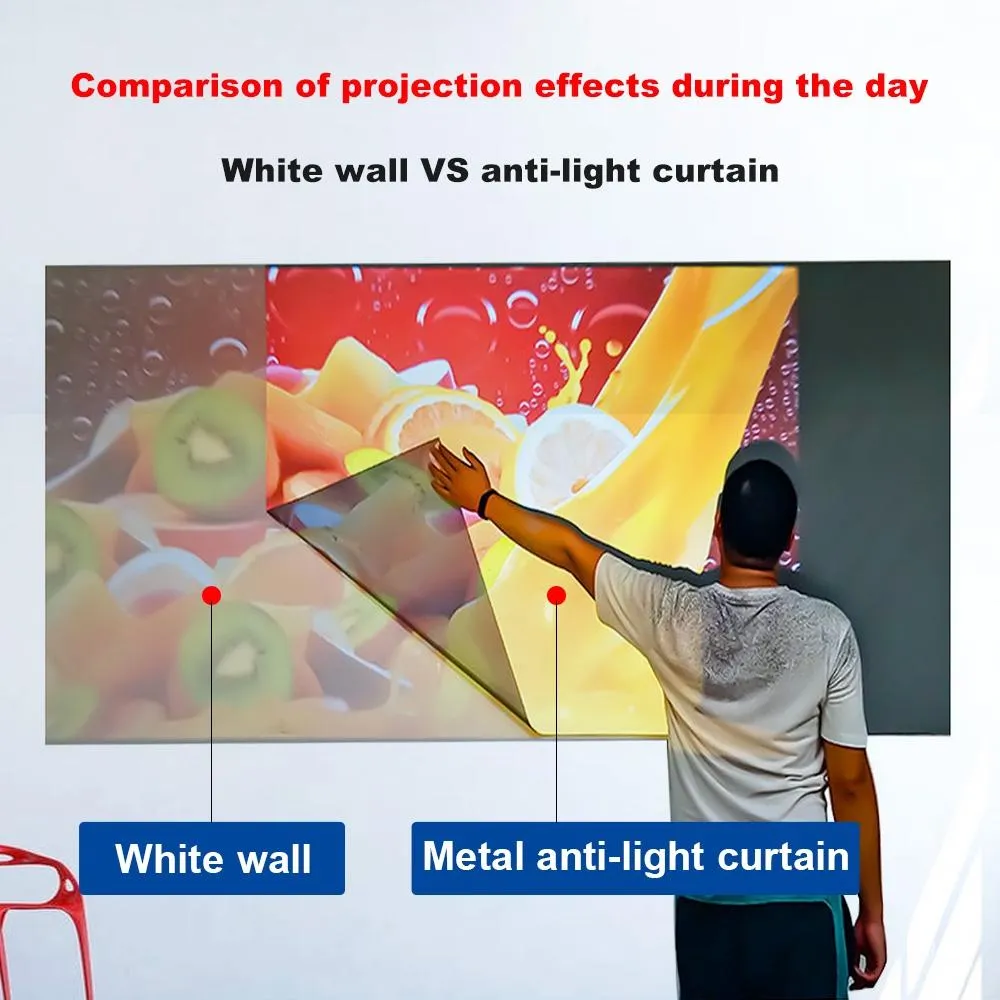 110 Folding Anti-light Projection Curtain - 16 9 - 250x140cm - Metal Frame