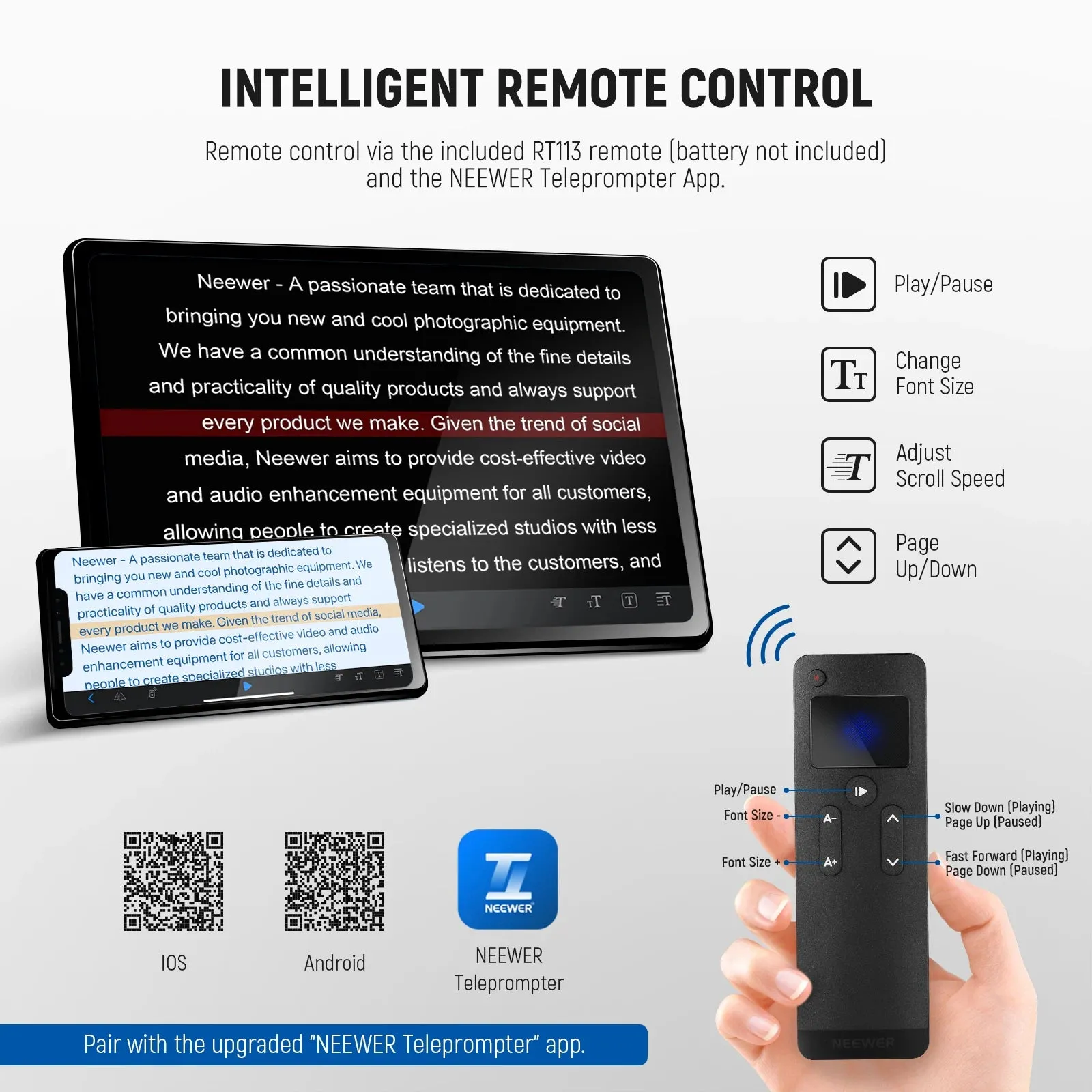 12 Aluminum Teleprompter for Ipad Tablet Phone Dslr Camera Remote & App Control Ios/android Compatible