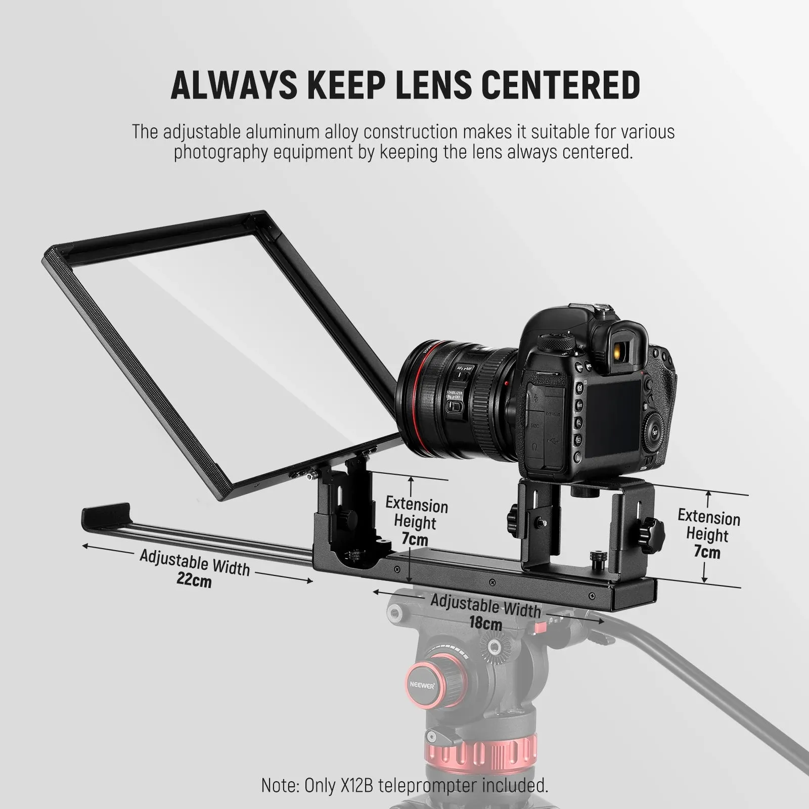 12 Aluminum Teleprompter for Ipad Tablet Phone Dslr Camera Remote & App Control Ios/android Compatible