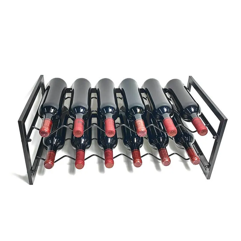12 Bottle Wide Stackable Wine Rack Matte Black
