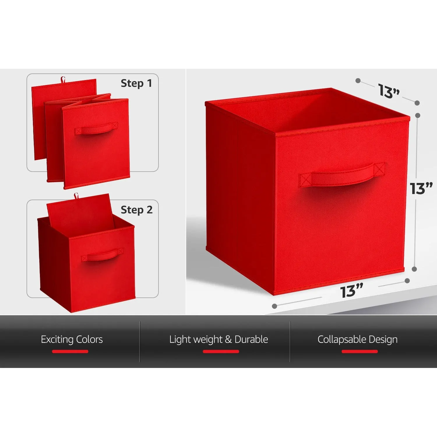 13" Large Cube Storage Bins (8 Pack Multi)