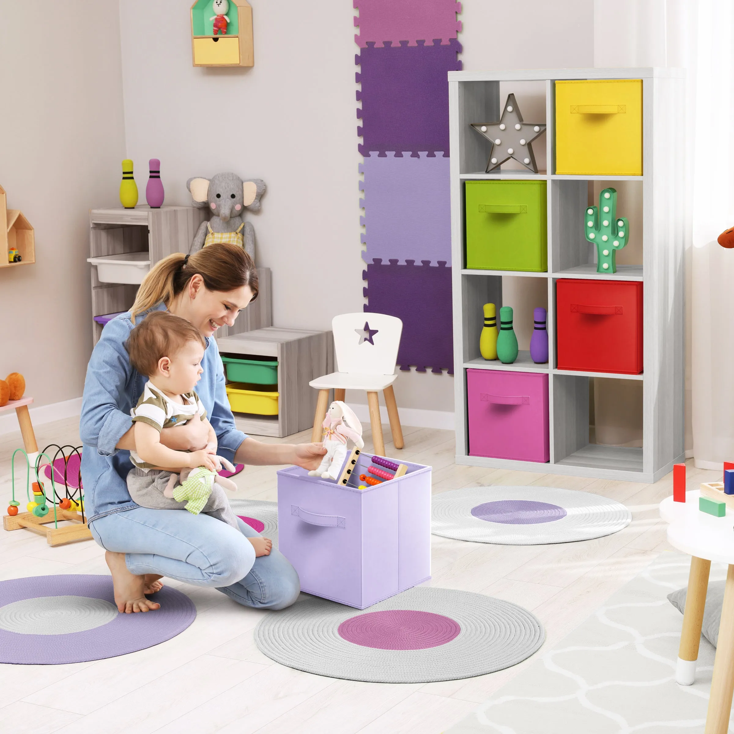13" Large Cube Storage Bins (8 Pack Multi)