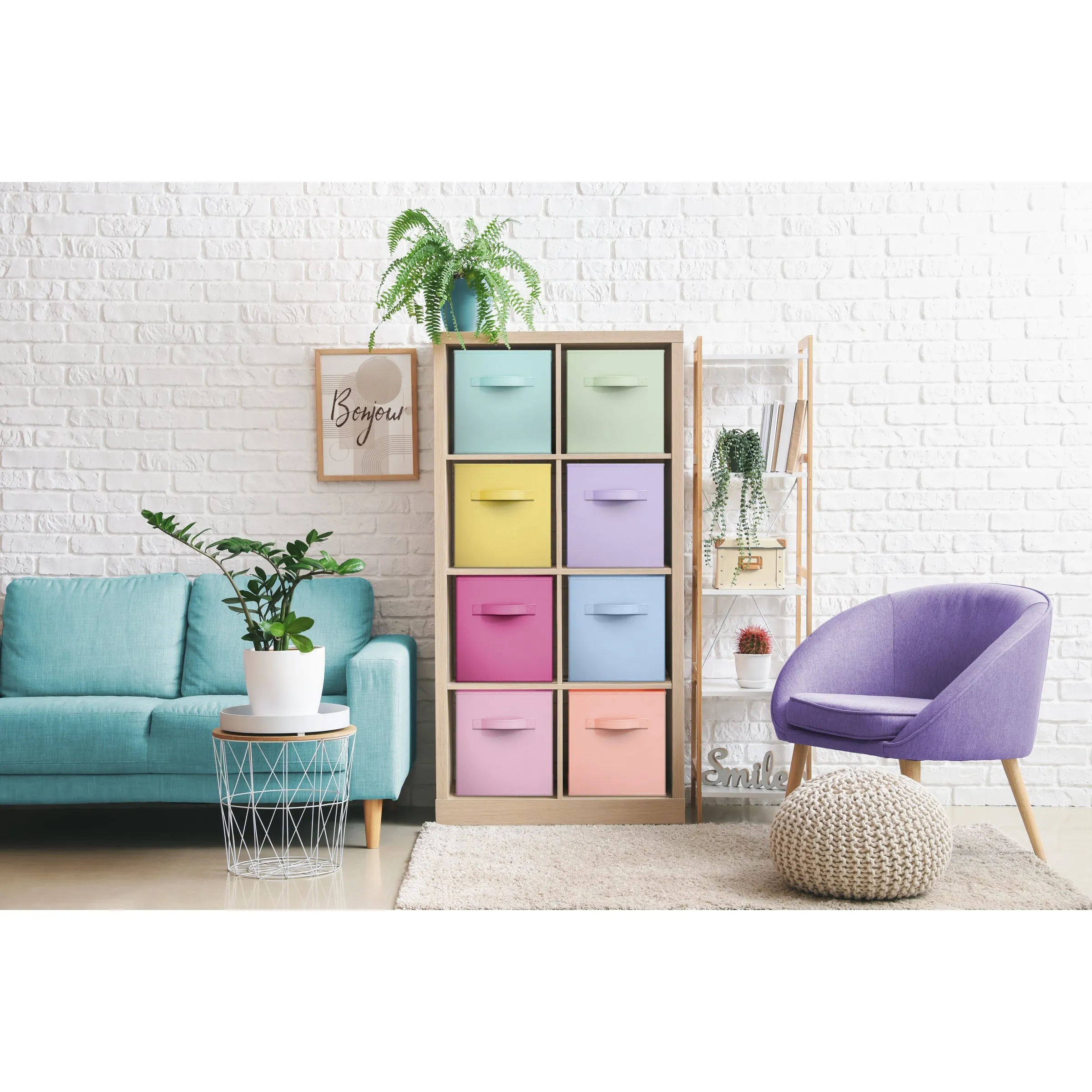 13" Large Cube Storage Bins (8 Pack Multi)