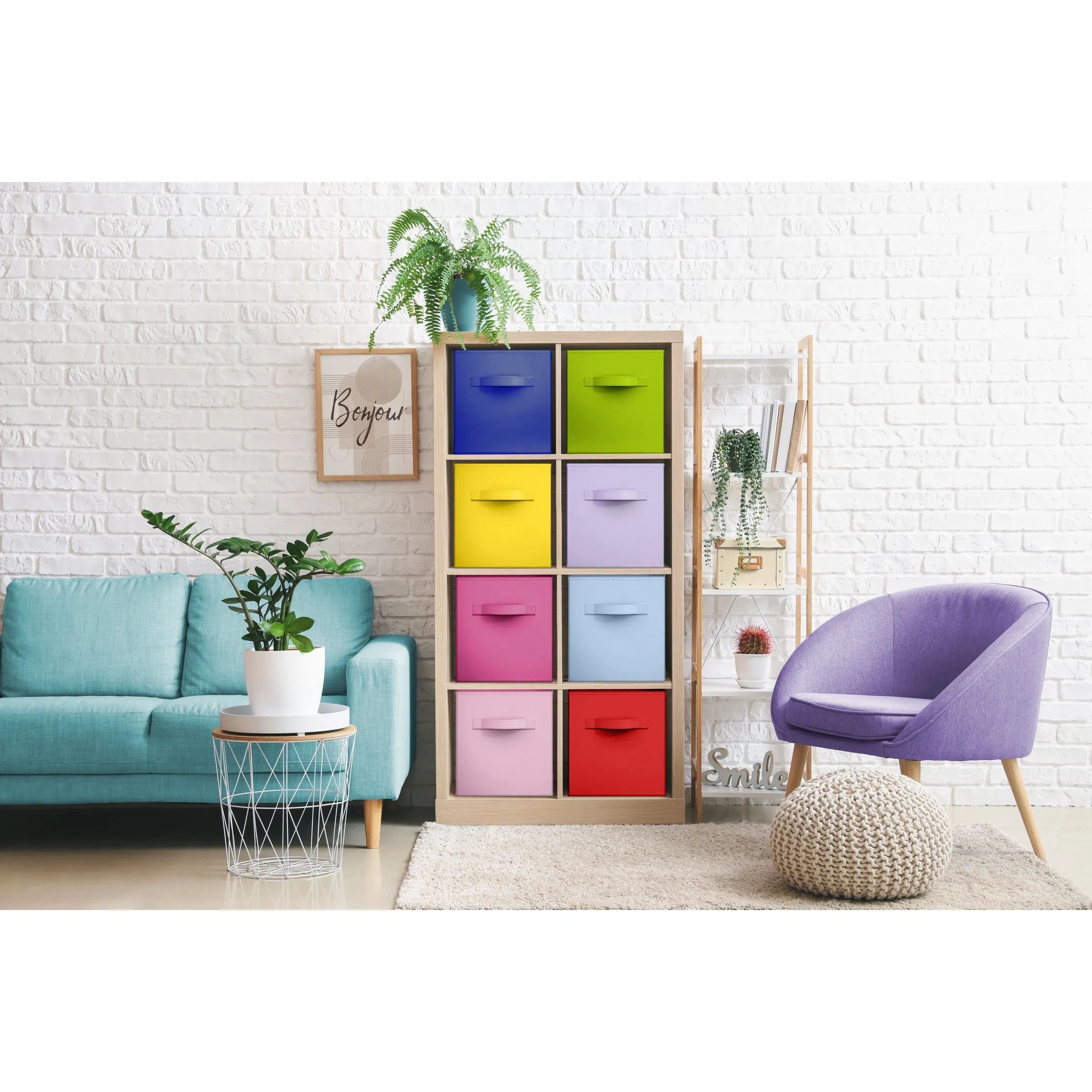 13" Large Cube Storage Bins (8 Pack Multi)