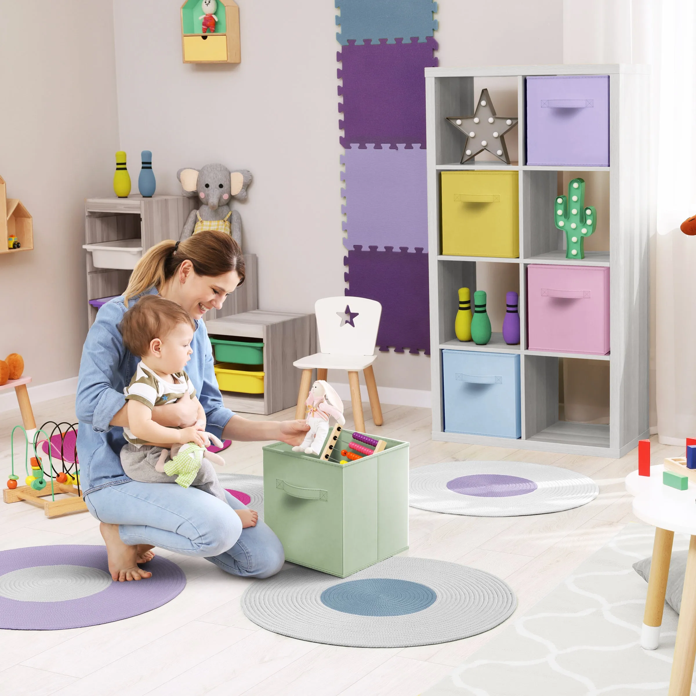 13" Large Cube Storage Bins (8 Pack Multi)