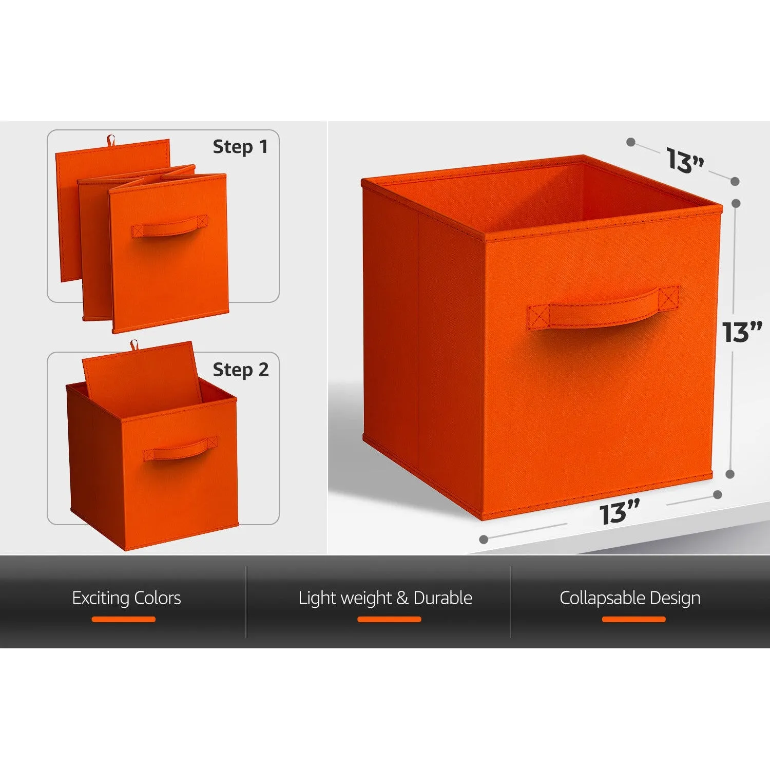 13" Large Cube Storage Bins (8 Pack Multi)