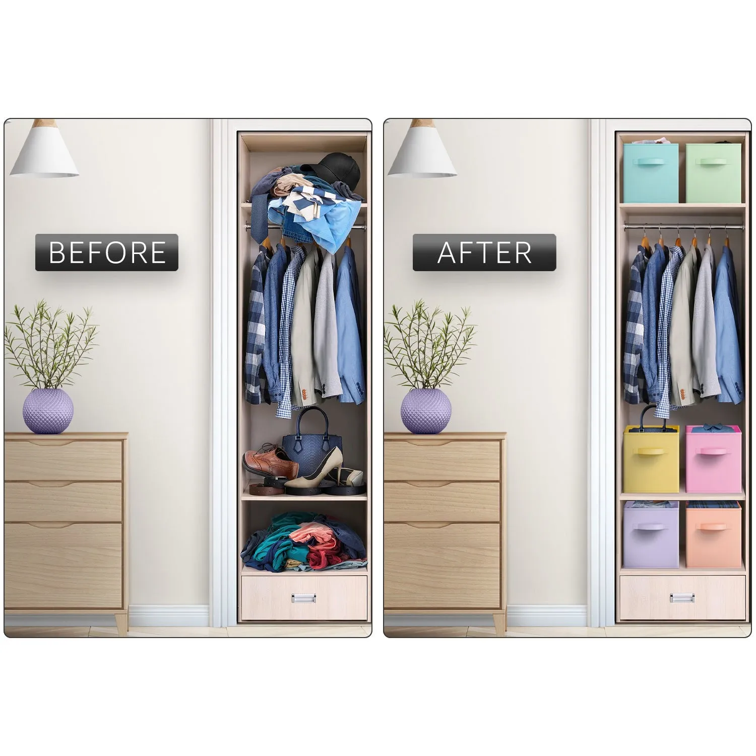 13" Large Cube Storage Bins (8 Pack Multi)
