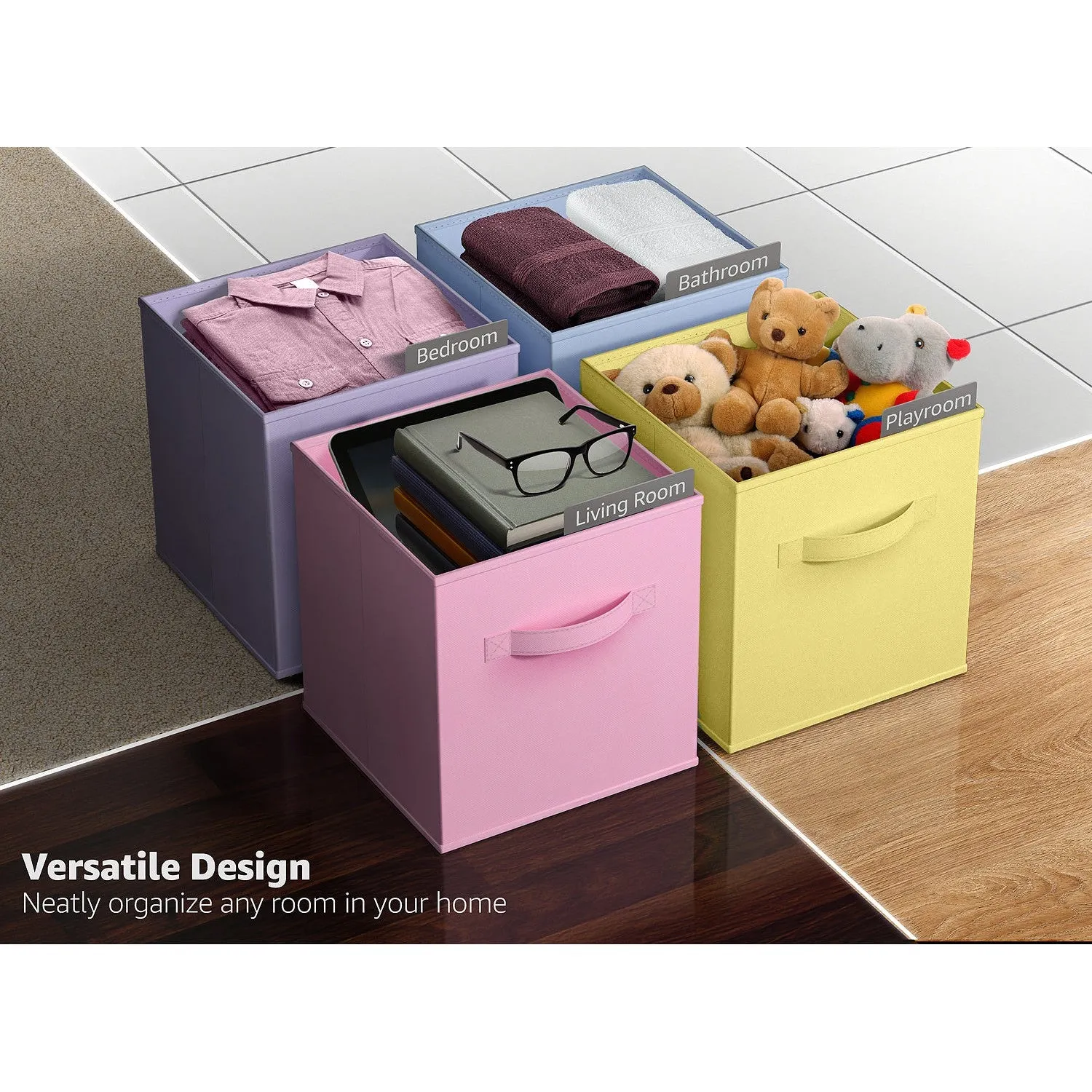 13" Large Cube Storage Bins (8 Pack Multi)