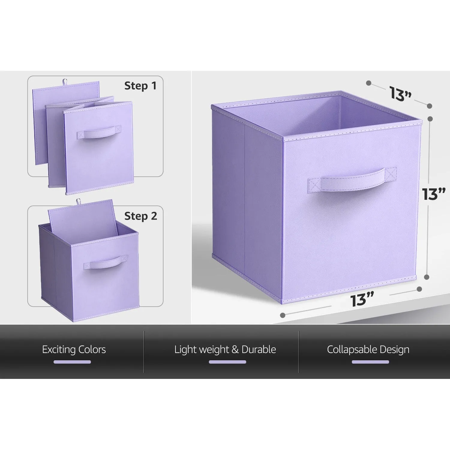 13" Large Cube Storage Bins (8 Pack Multi)