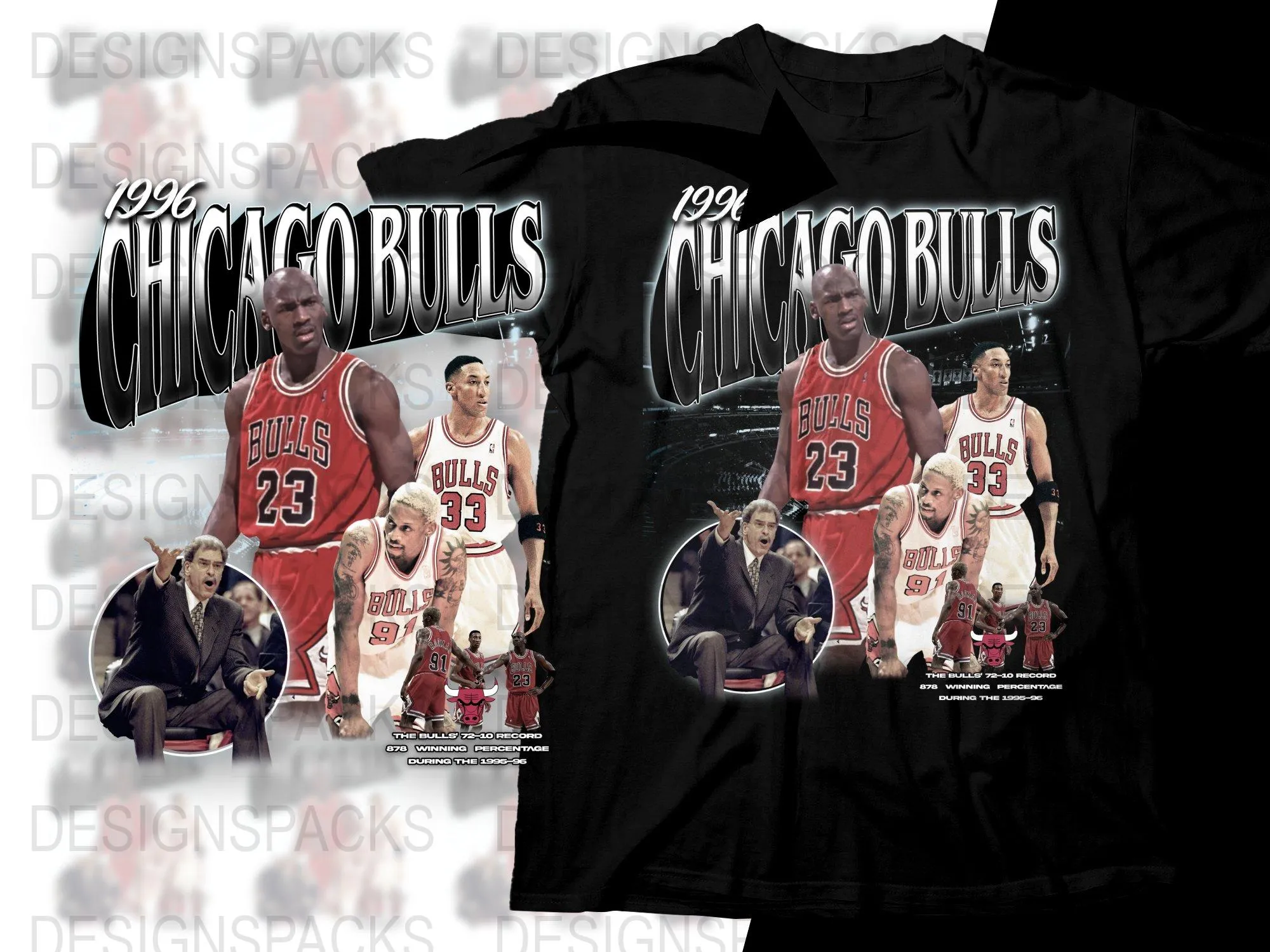 1996 Chicago Bulls Vintage Style Basketball Png Digital Download