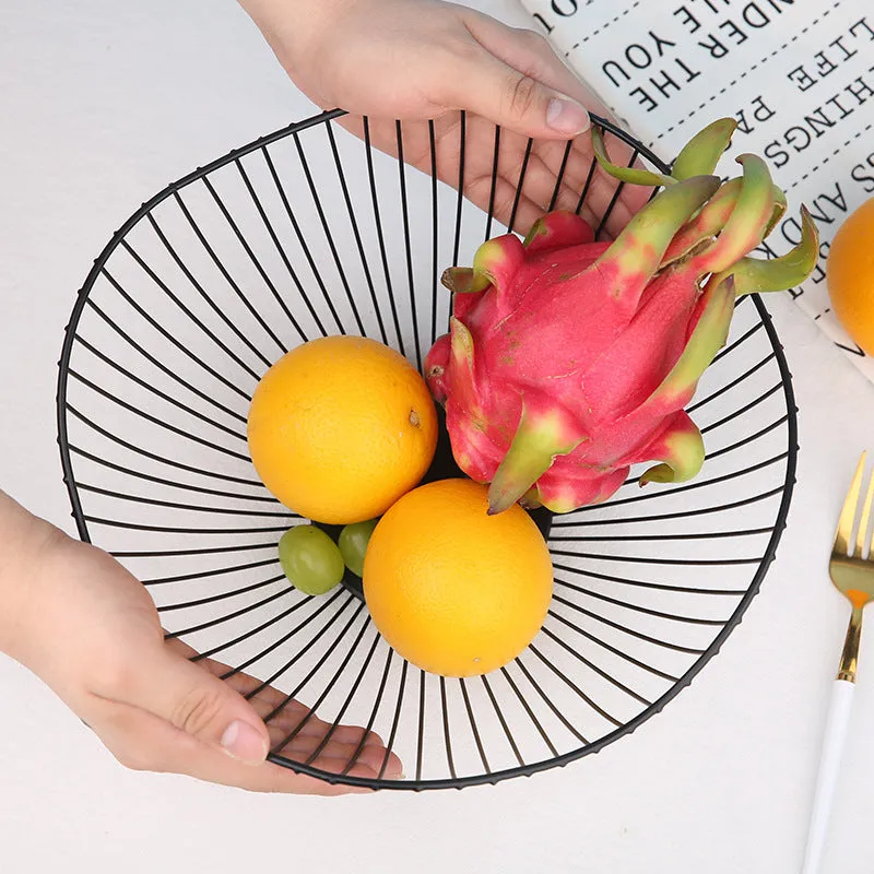 2 Pack Lotus Leaf Shape Metal Wire Fruit Bowl Basket-Black