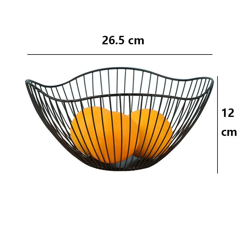 2 Pack Lotus Leaf Shape Metal Wire Fruit Bowl Basket-Black