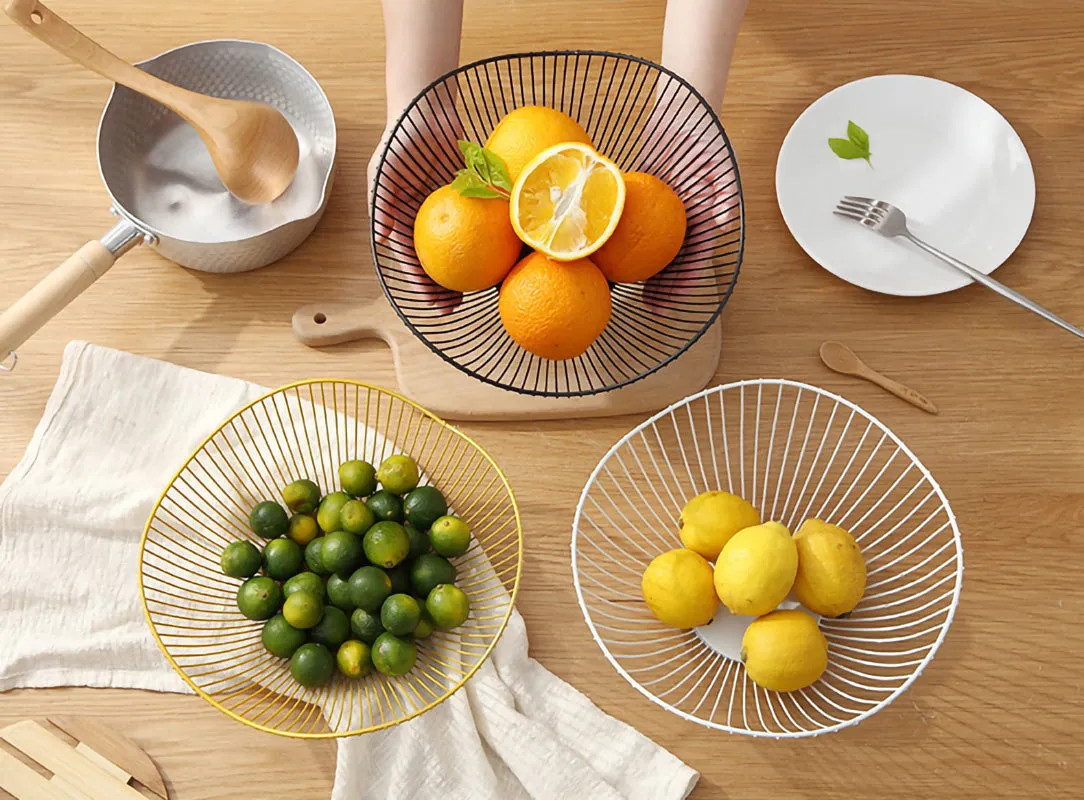 2 Pack Lotus Leaf Shape Metal Wire Fruit Bowl Basket-Black