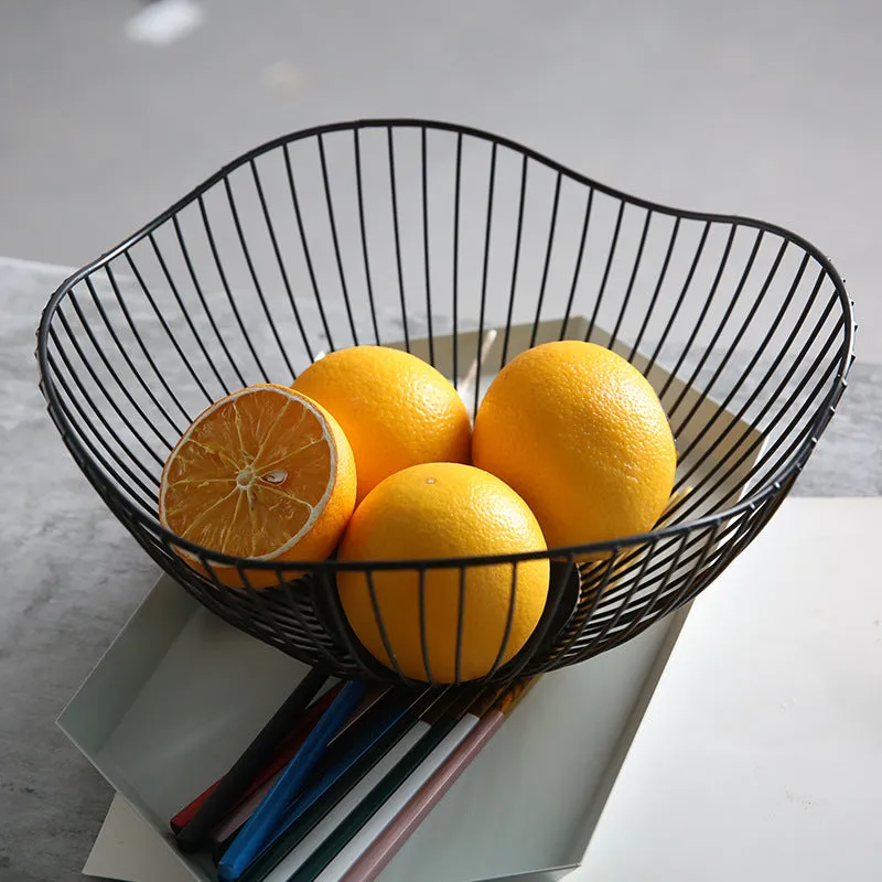 2 Pack Lotus Leaf Shape Metal Wire Fruit Bowl Basket-Black