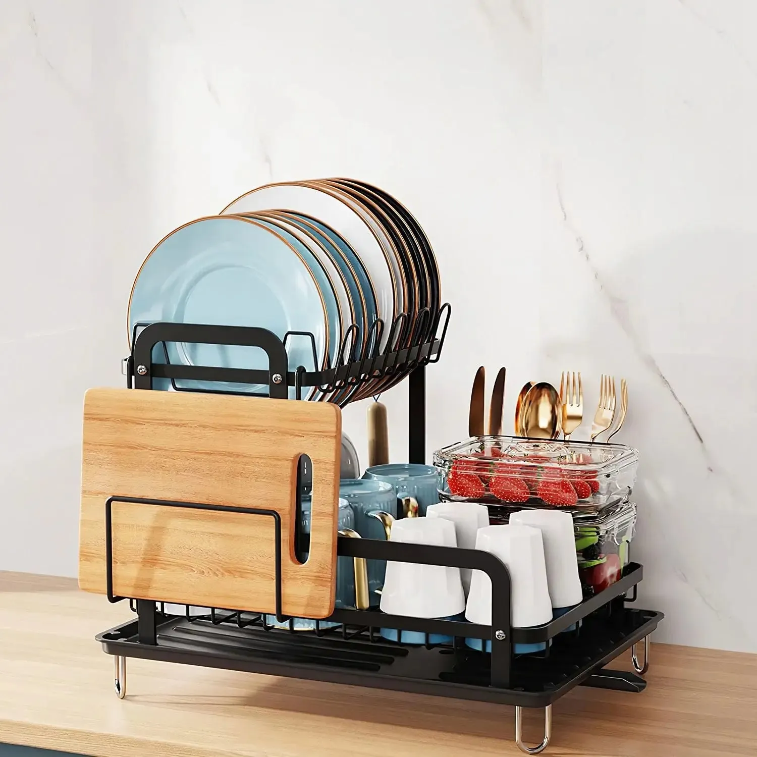 2-Tier Dish Drying Rack for Kitchen