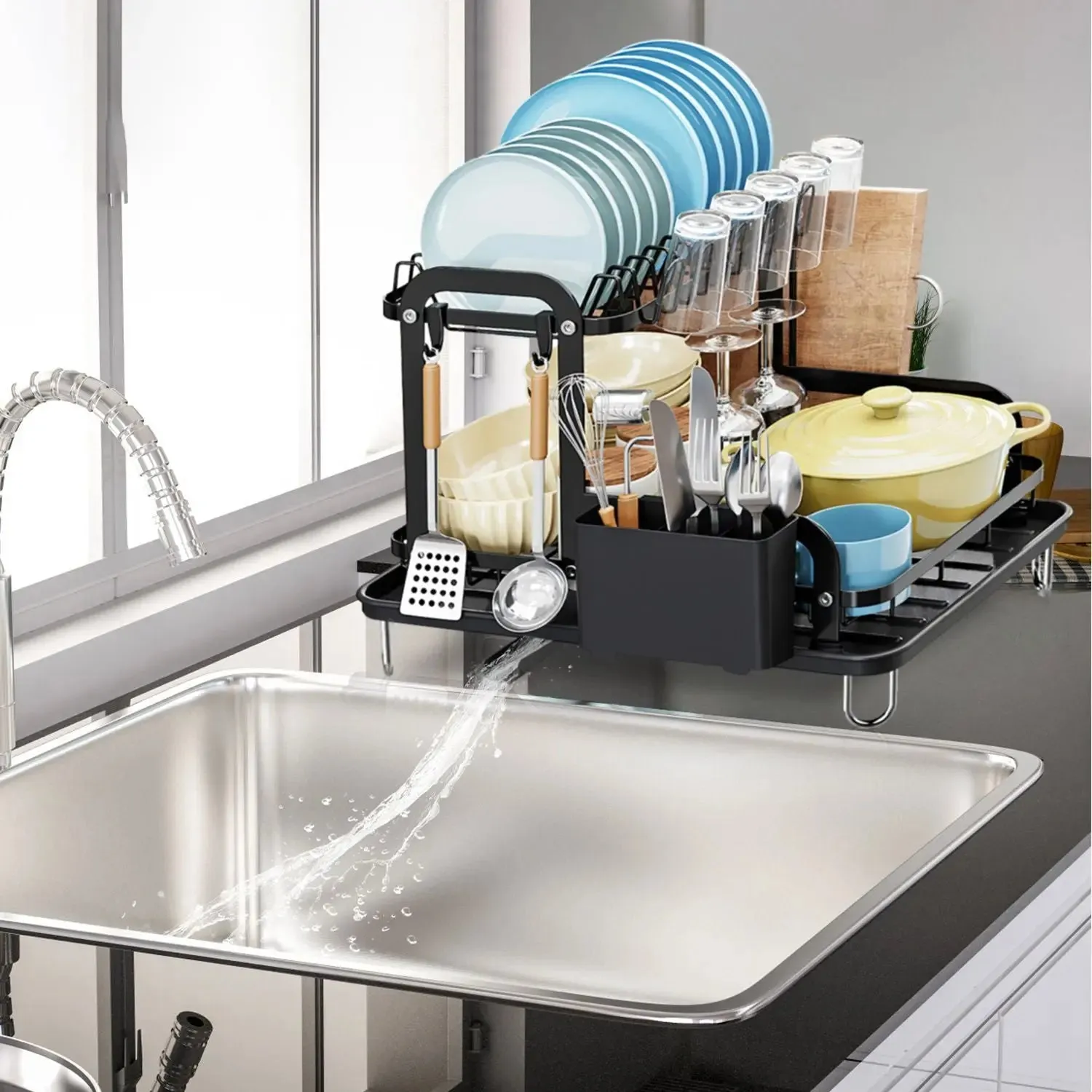 2-Tier Dish Drying Rack for Kitchen