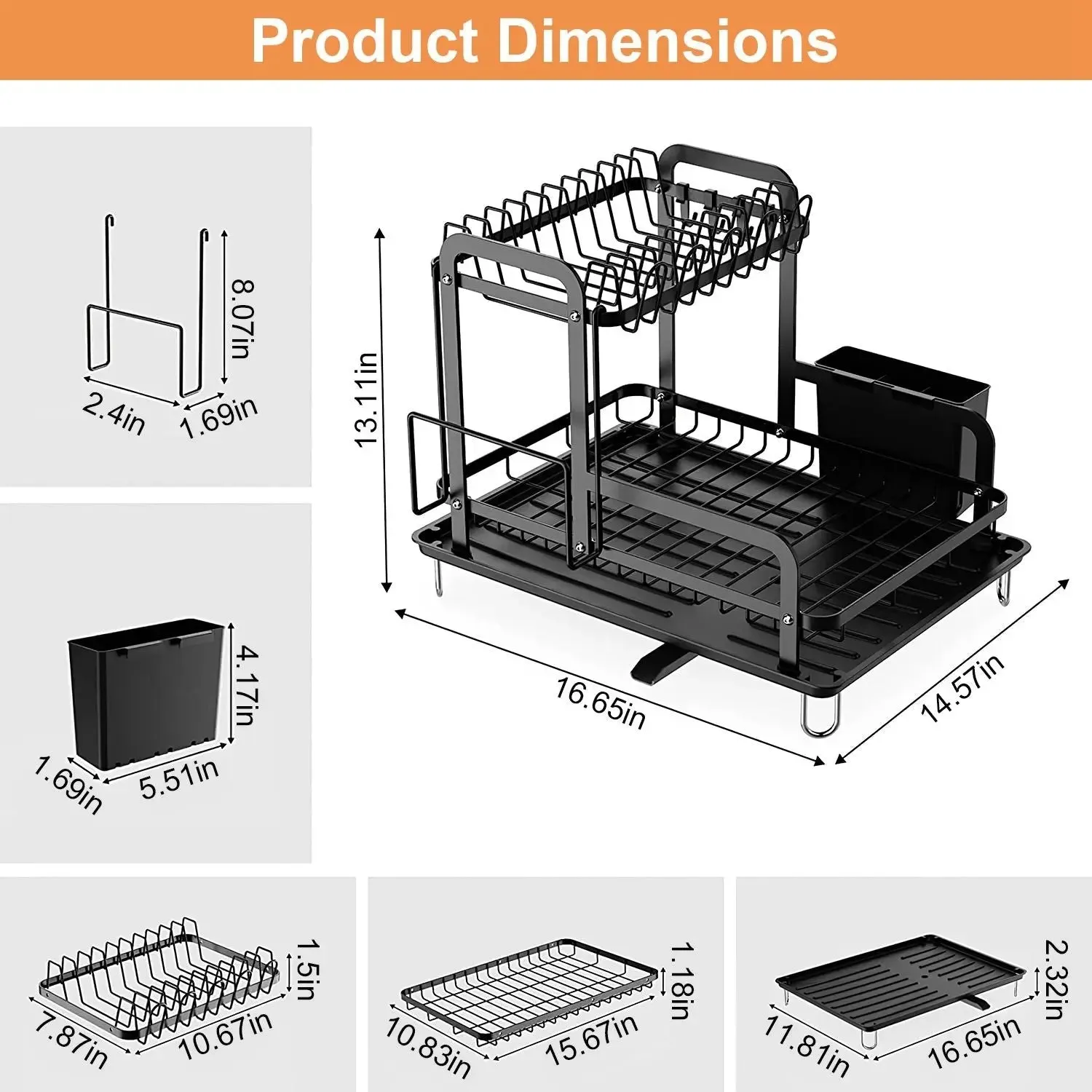 2-Tier Dish Drying Rack for Kitchen