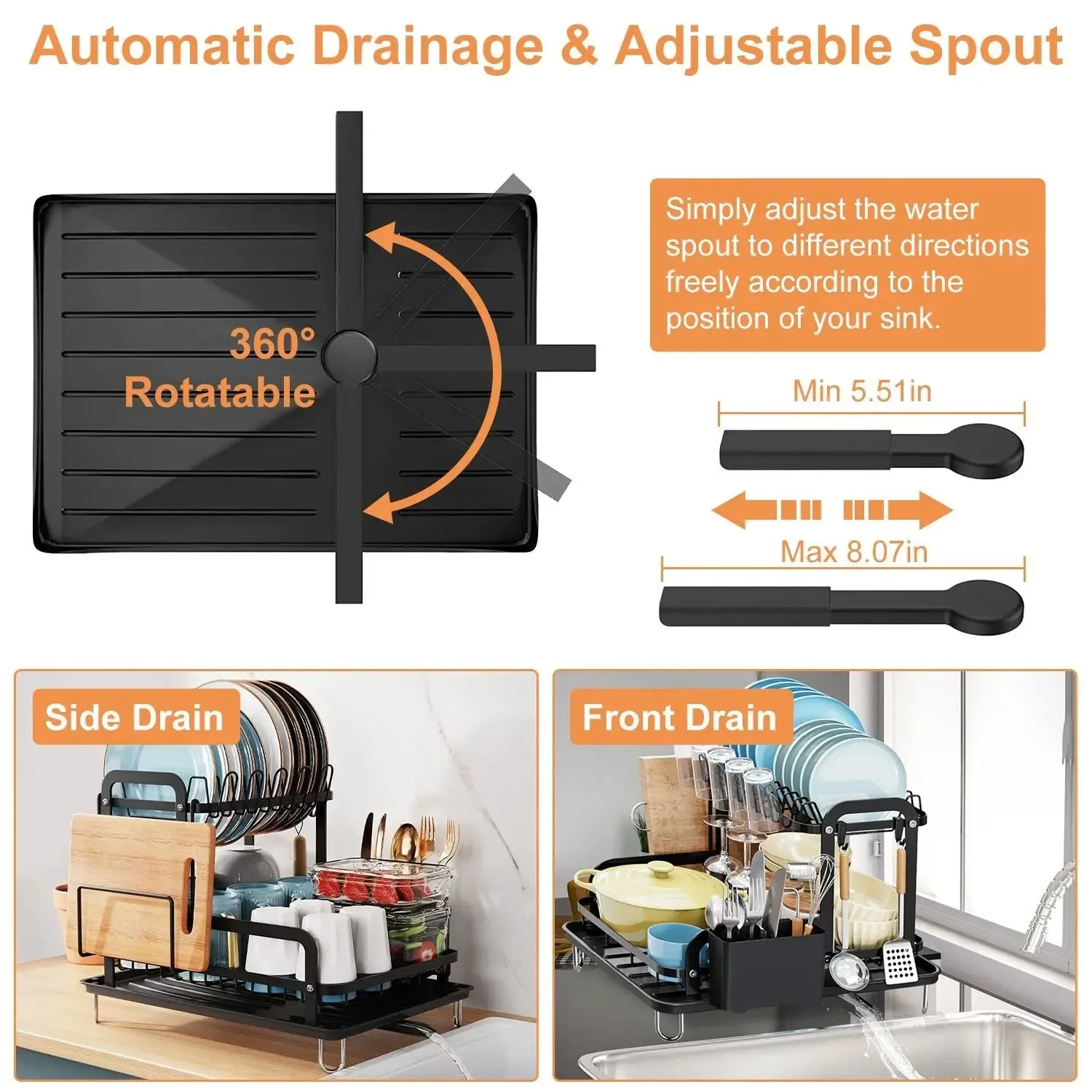 2-Tier Dish Drying Rack for Kitchen