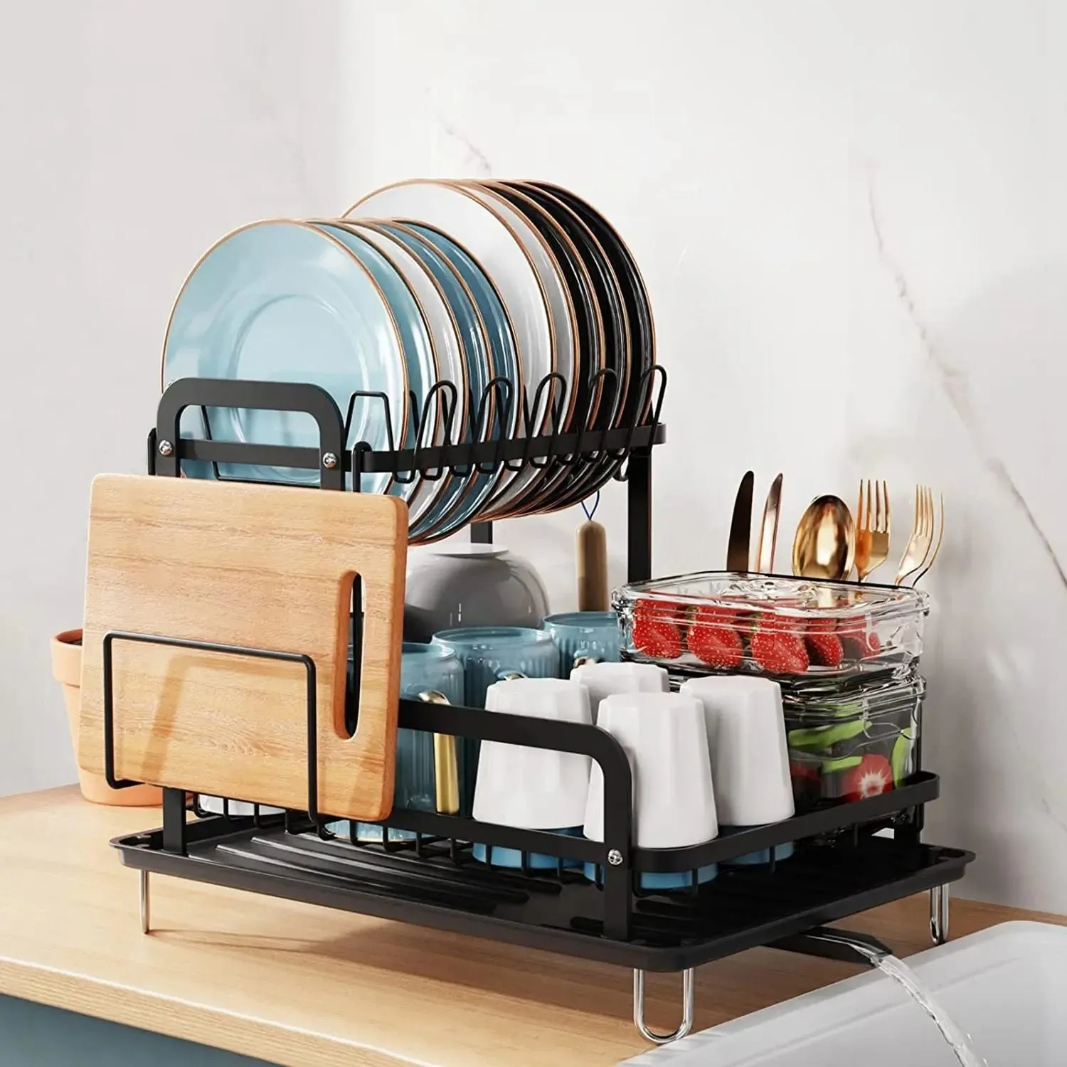 2-Tier Dish Drying Rack for Kitchen