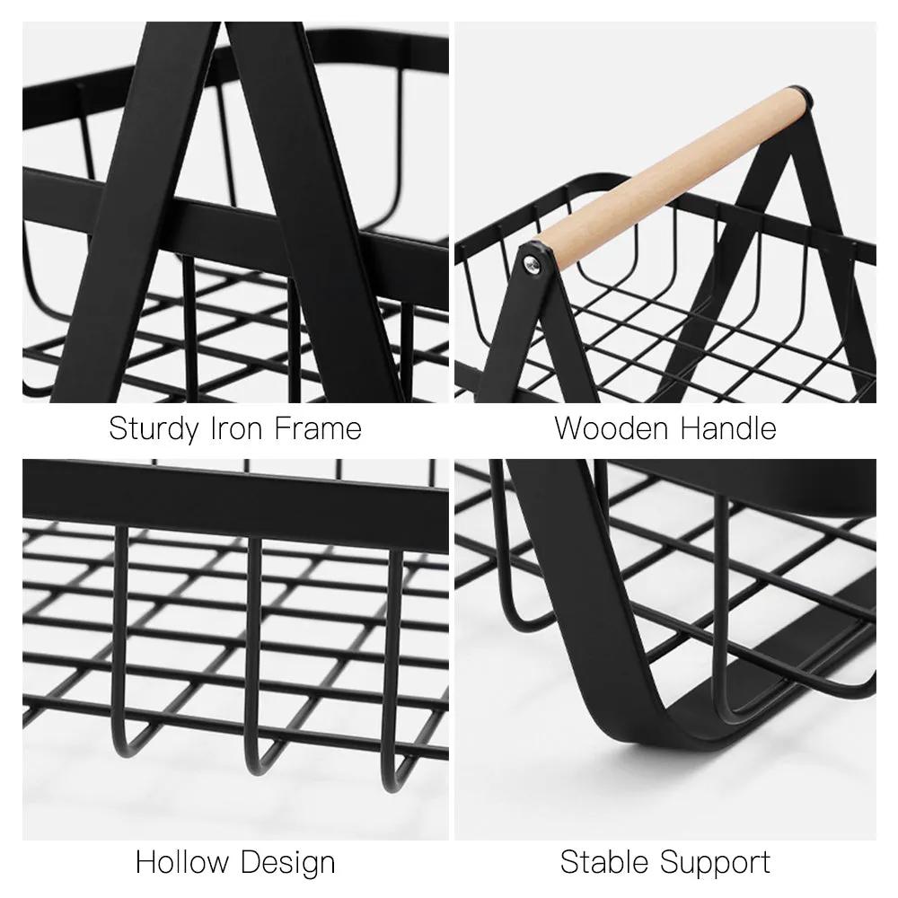 2 Tier Fruit Basket Camping Metal Wire Storage Holder