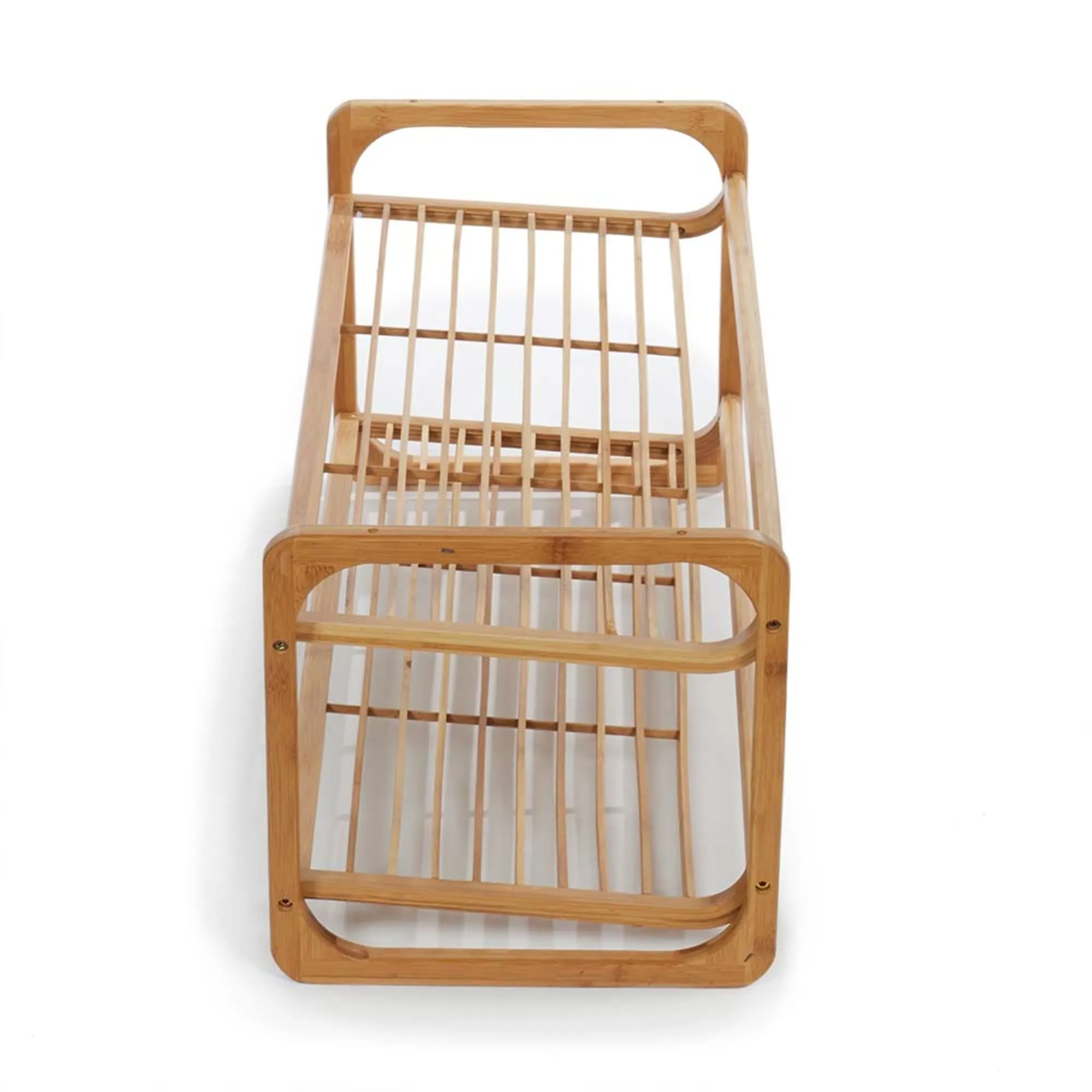 2 Tier Slatted Shelf Bamboo Shoe Rack, Natural