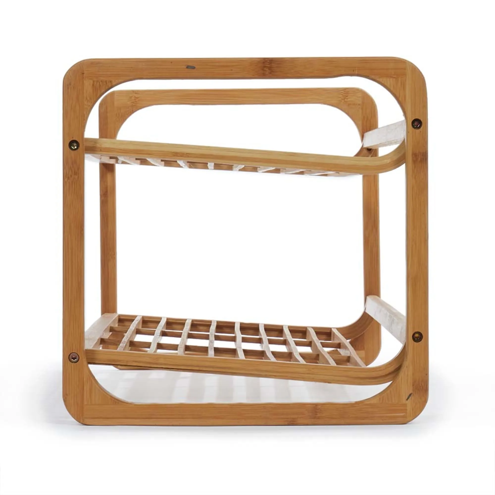 2 Tier Slatted Shelf Bamboo Shoe Rack, Natural