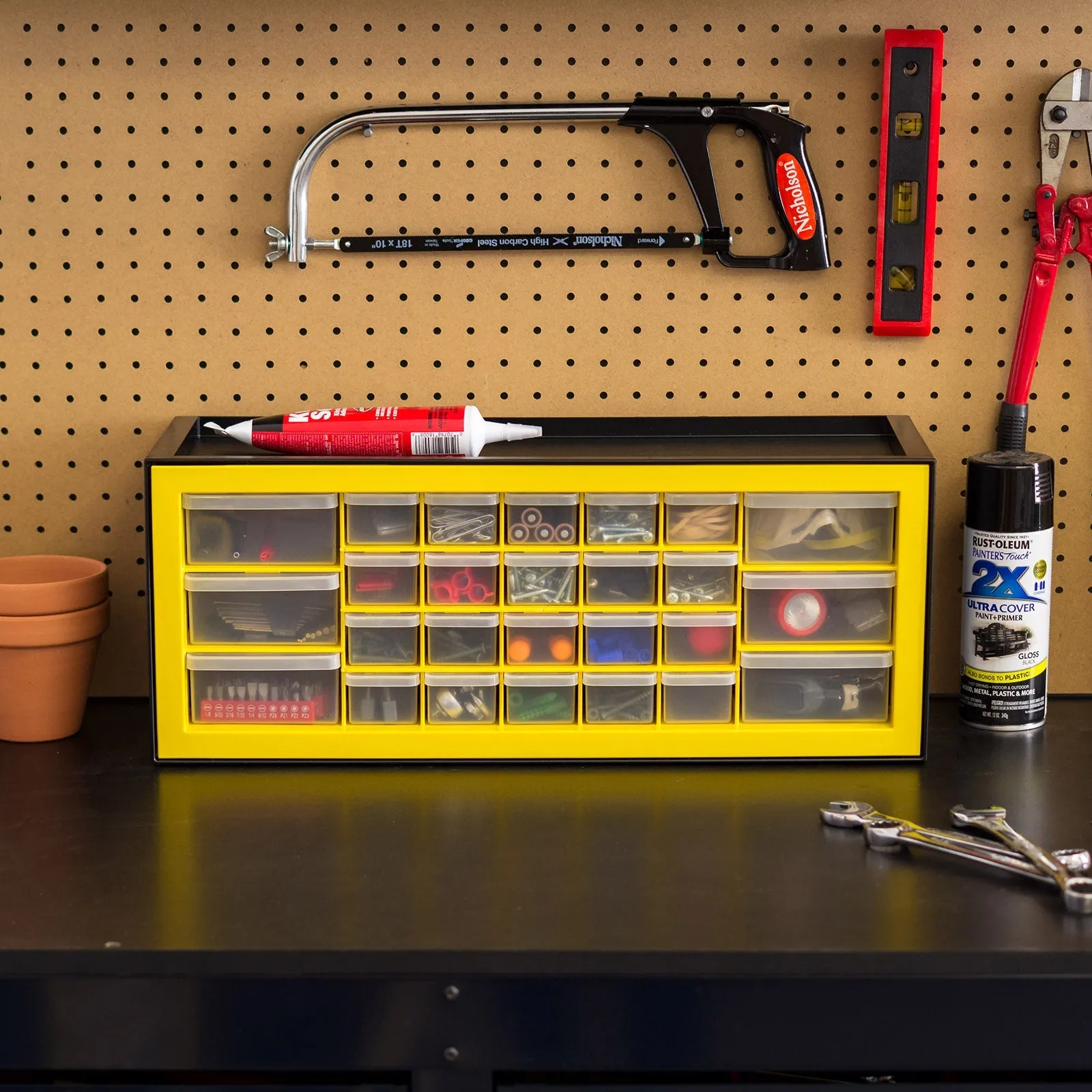 26 Drawer Parts Cabinet, Black/Yellow