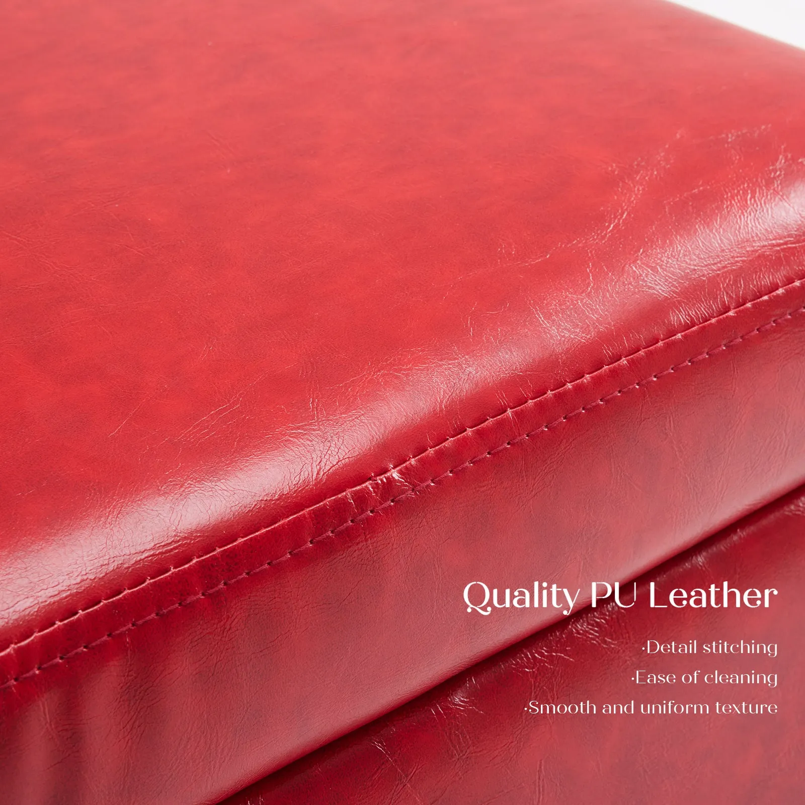 2x Storage Ottoman Foot Stool Cube Tuffet Seat | 45cm | PU Leather | Red