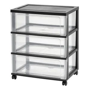 3 Drawer Wide Chest, Black