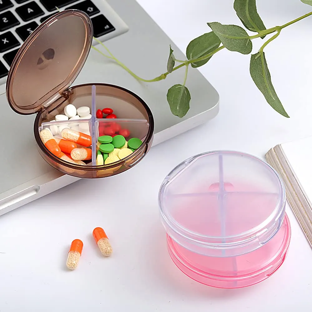 3 Pcs Pill Boxes Pill Holder with 4 Compartments Pill Case Box Pill Dispenser Storage Case Medicine Organizer Pill Container for Travel Outdoors Purse Pocket