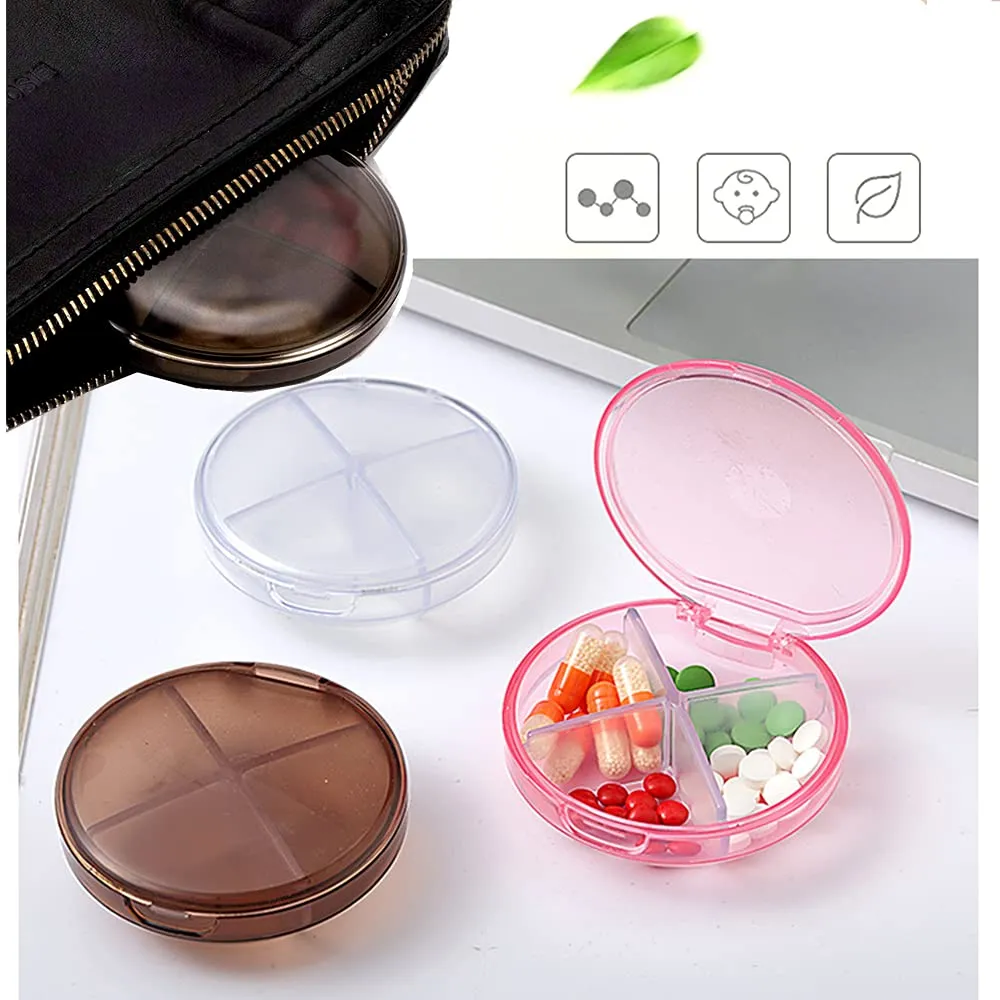 3 Pcs Pill Boxes Pill Holder with 4 Compartments Pill Case Box Pill Dispenser Storage Case Medicine Organizer Pill Container for Travel Outdoors Purse Pocket