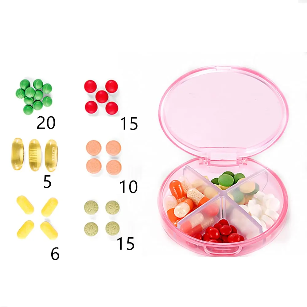 3 Pcs Pill Boxes Pill Holder with 4 Compartments Pill Case Box Pill Dispenser Storage Case Medicine Organizer Pill Container for Travel Outdoors Purse Pocket