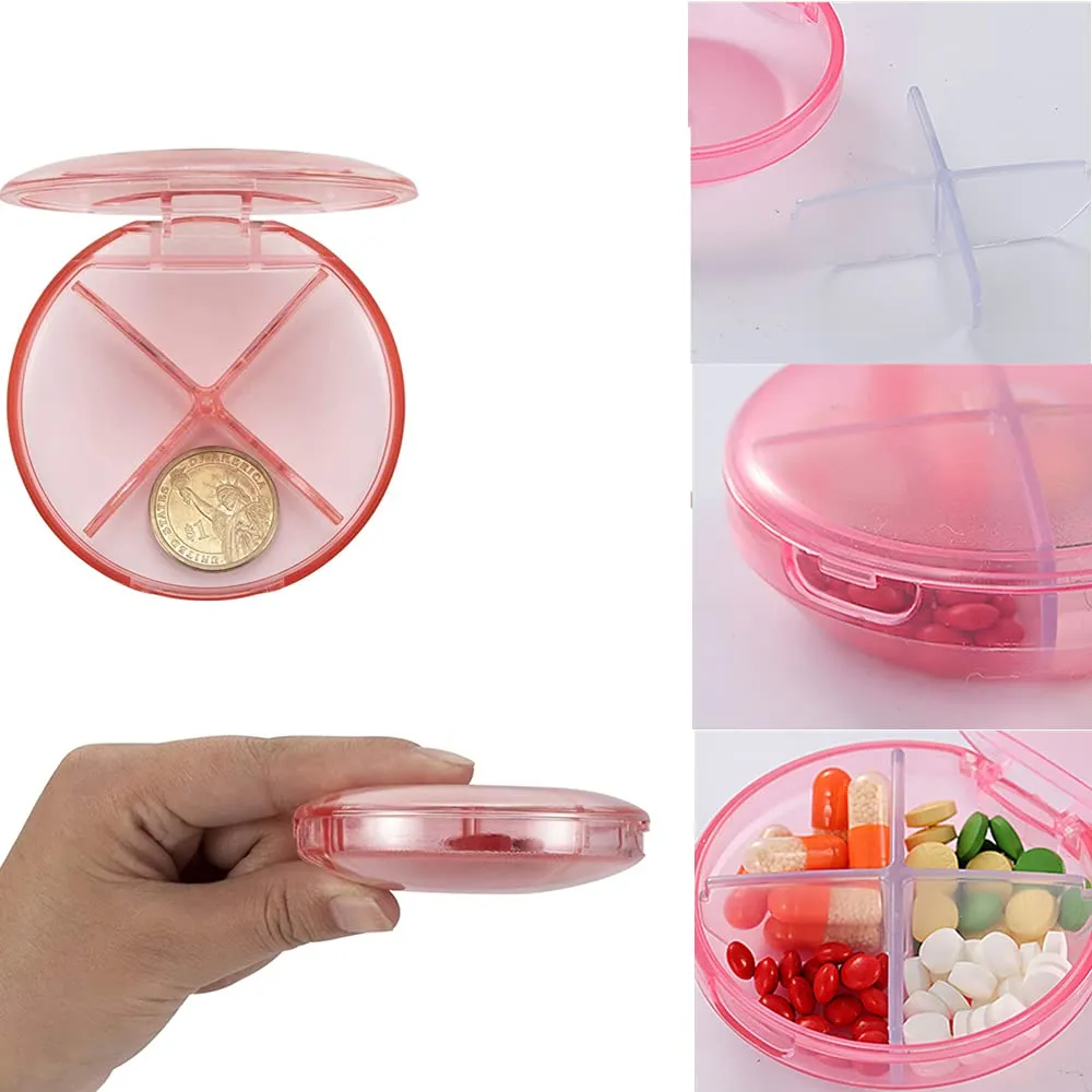 3 Pcs Pill Boxes Pill Holder with 4 Compartments Pill Case Box Pill Dispenser Storage Case Medicine Organizer Pill Container for Travel Outdoors Purse Pocket