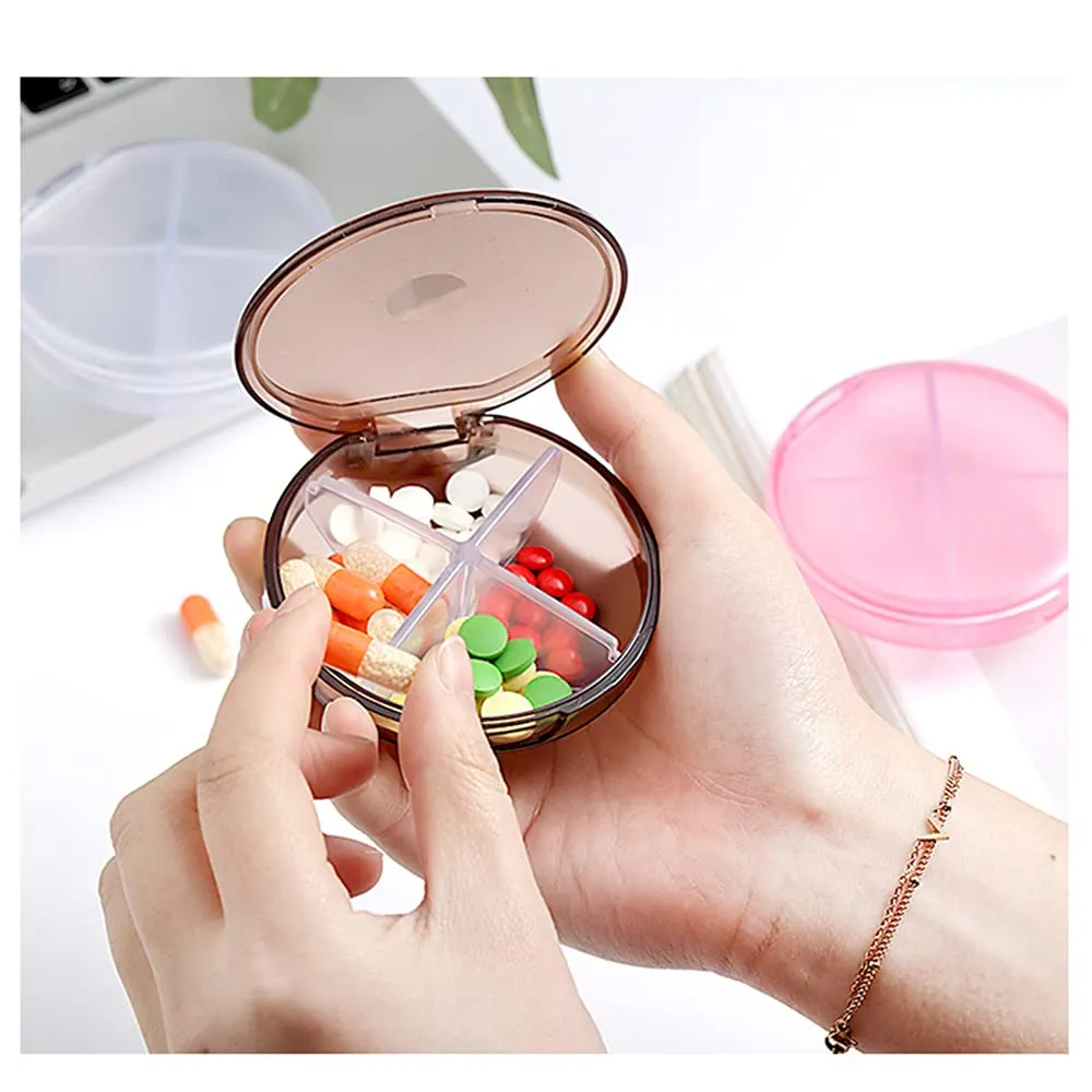 3 Pcs Pill Boxes Pill Holder with 4 Compartments Pill Case Box Pill Dispenser Storage Case Medicine Organizer Pill Container for Travel Outdoors Purse Pocket