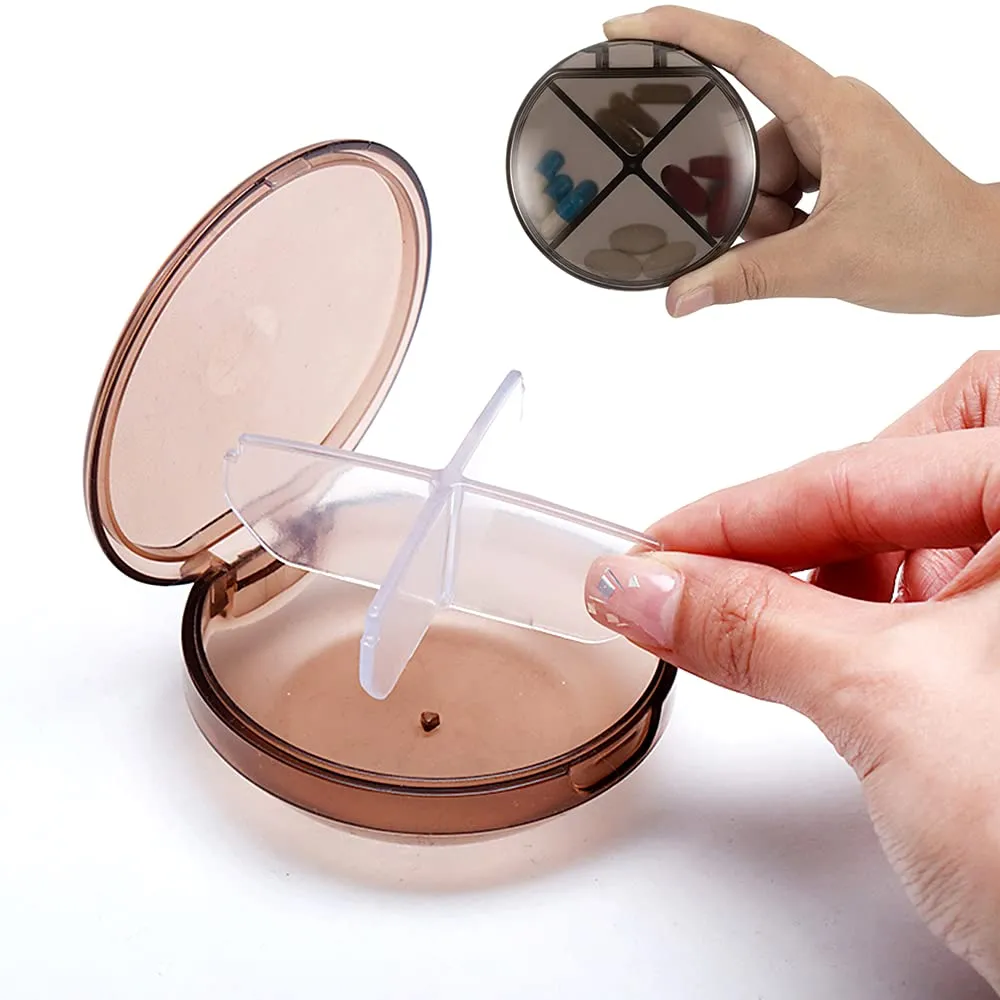 3 Pcs Pill Boxes Pill Holder with 4 Compartments Pill Case Box Pill Dispenser Storage Case Medicine Organizer Pill Container for Travel Outdoors Purse Pocket