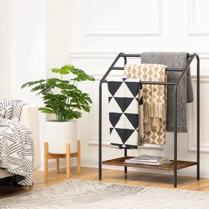 3 Tier Blanket Rack for Living Room Quilt Blanket Towel Holder Towel Stand Blanket Ladder Floor