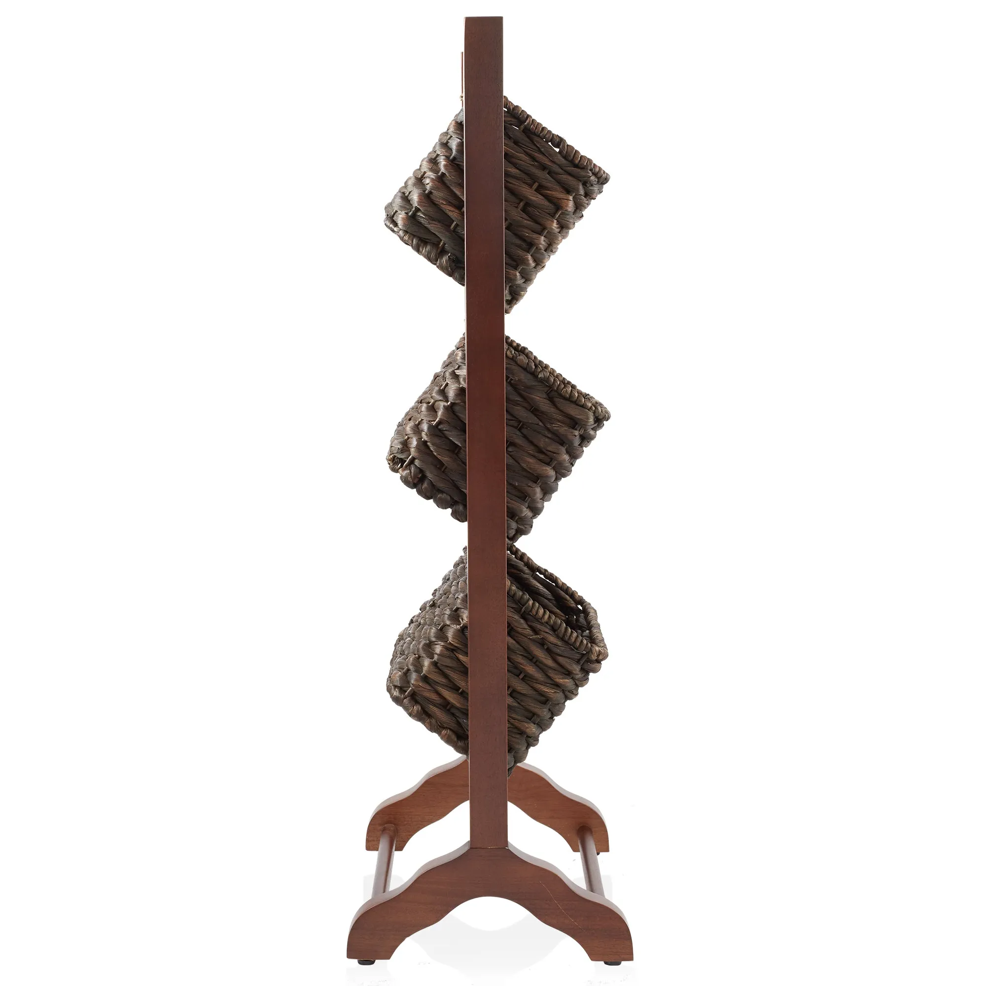 3-Tier Floor Stand with Hyacinth Storage Baskets