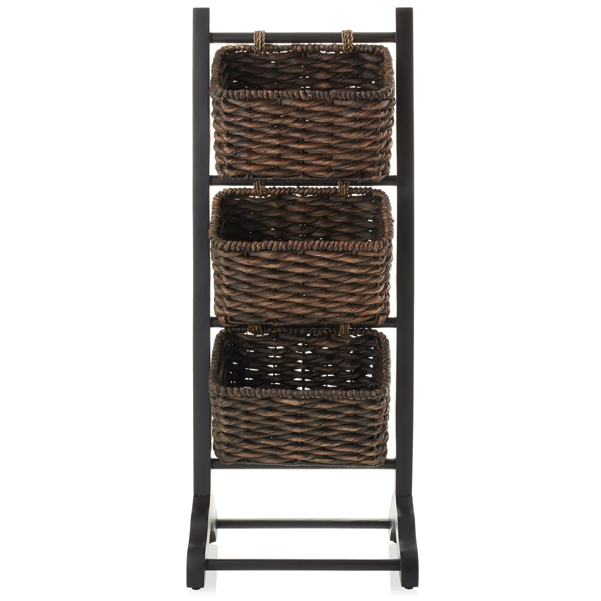 3-Tier Floor Stand with Hyacinth Storage Baskets
