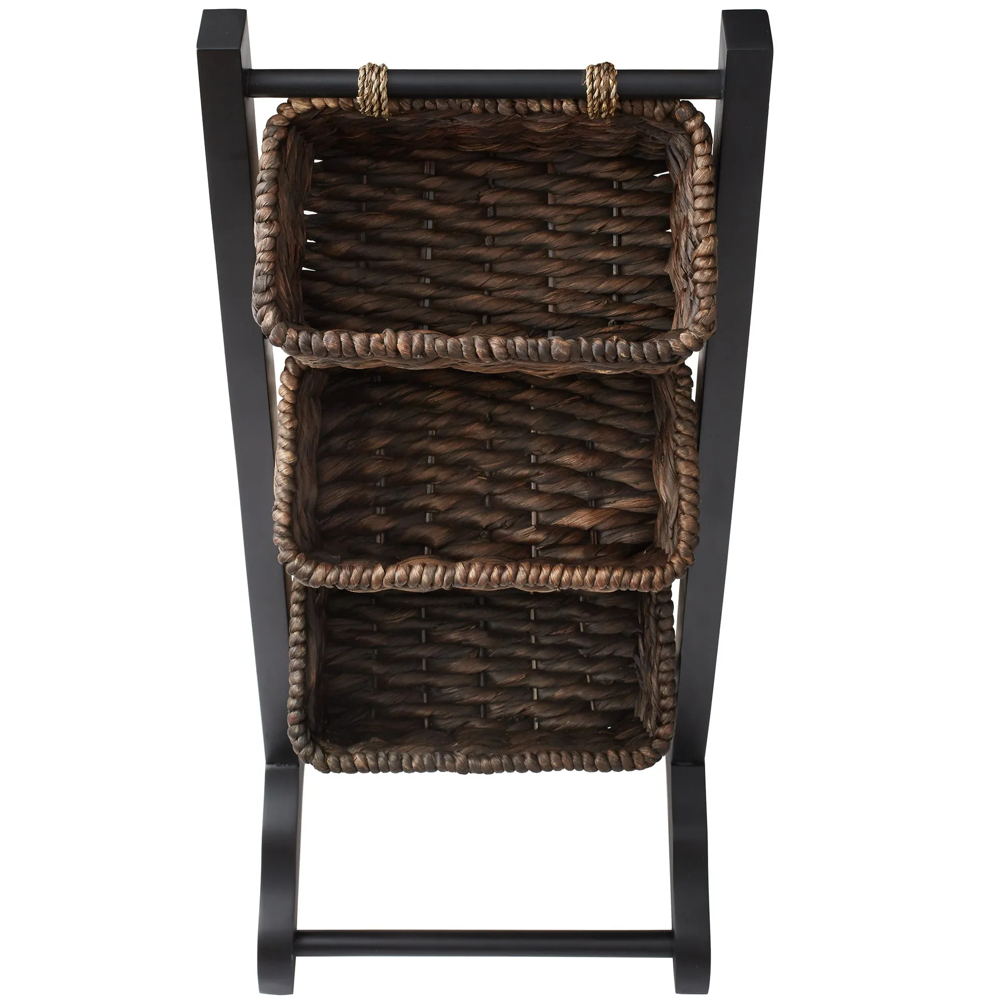 3-Tier Floor Stand with Hyacinth Storage Baskets