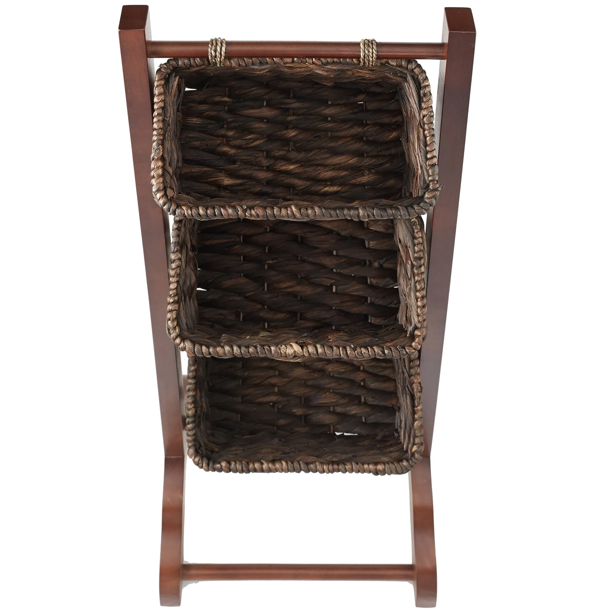 3-Tier Floor Stand with Hyacinth Storage Baskets