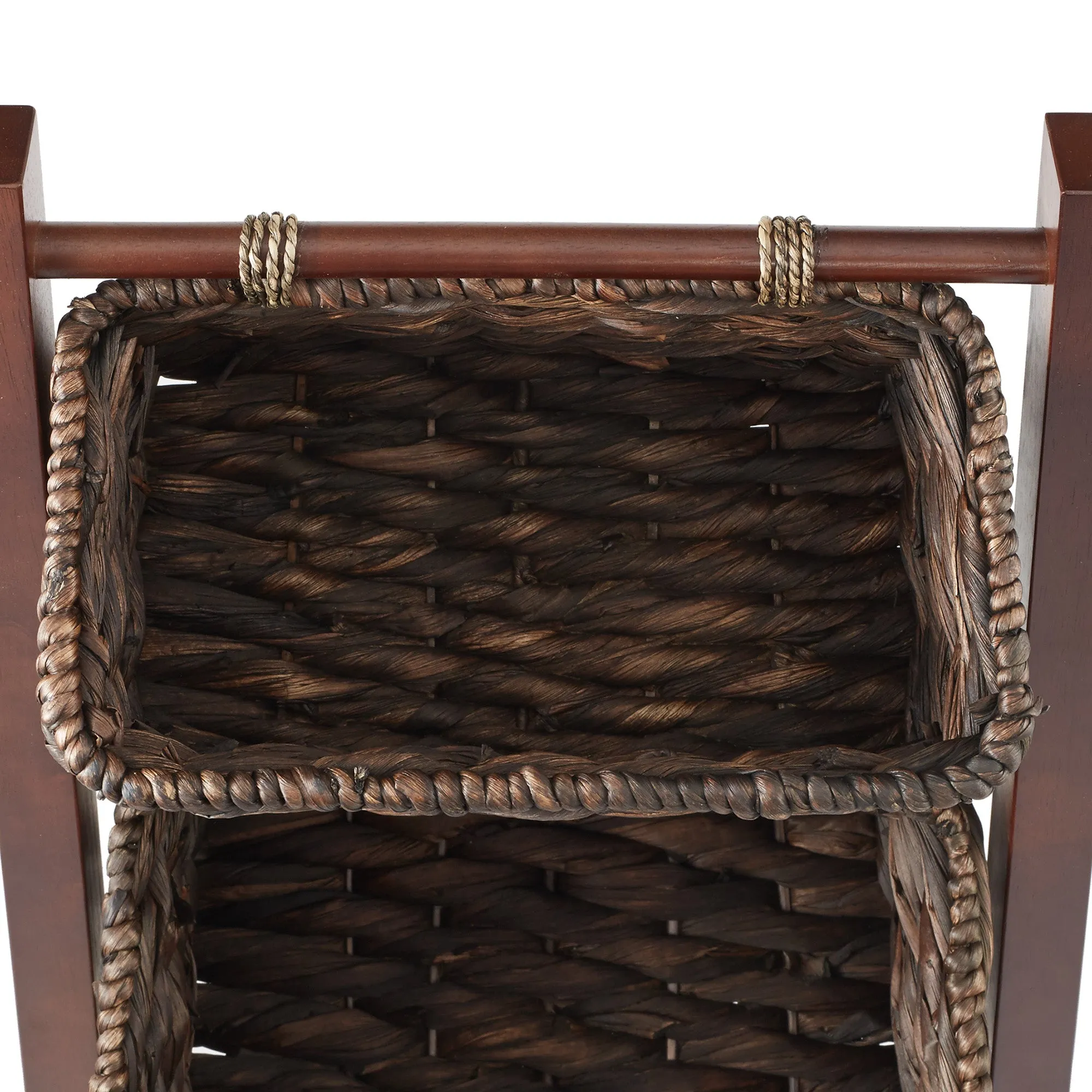 3-Tier Floor Stand with Hyacinth Storage Baskets
