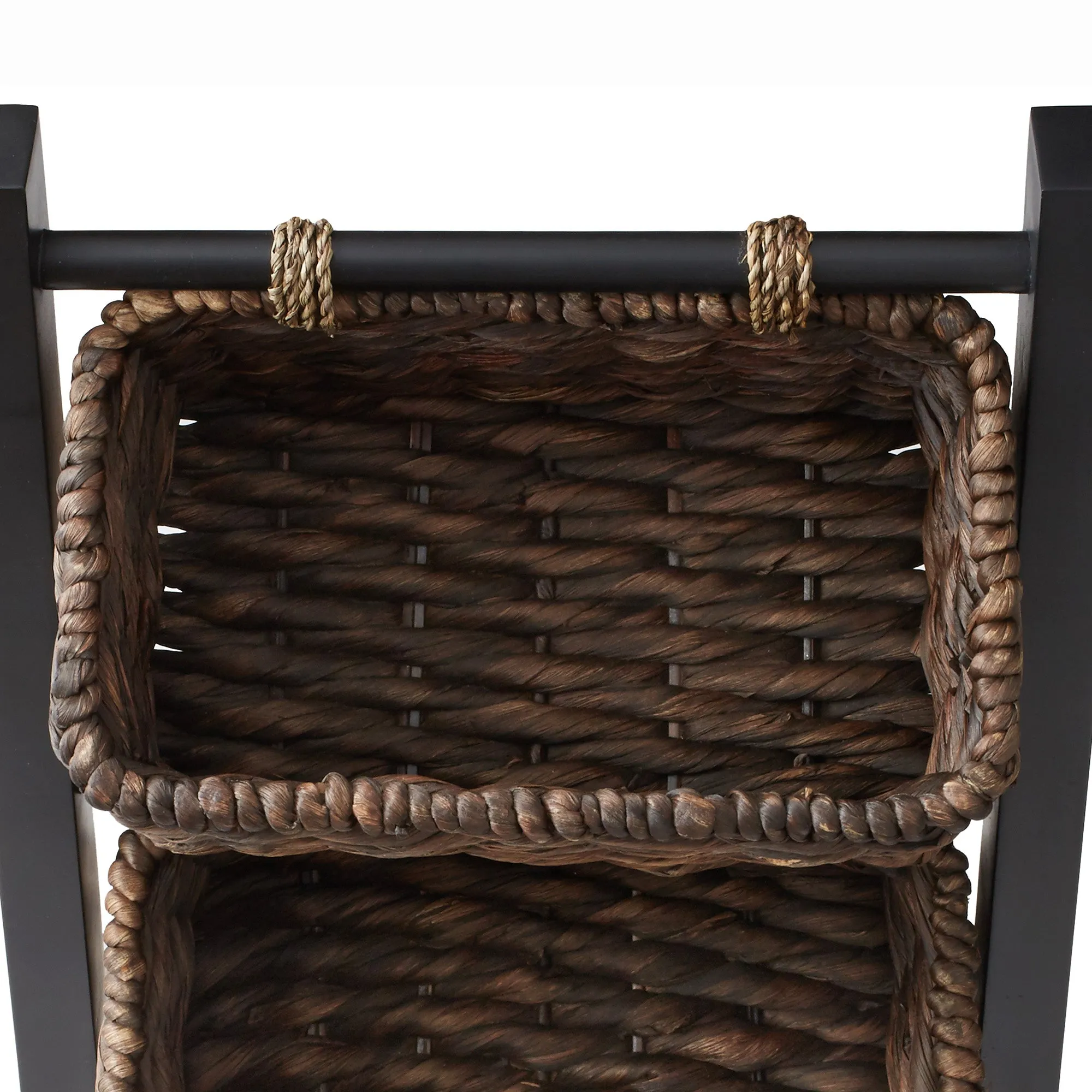 3-Tier Floor Stand with Hyacinth Storage Baskets