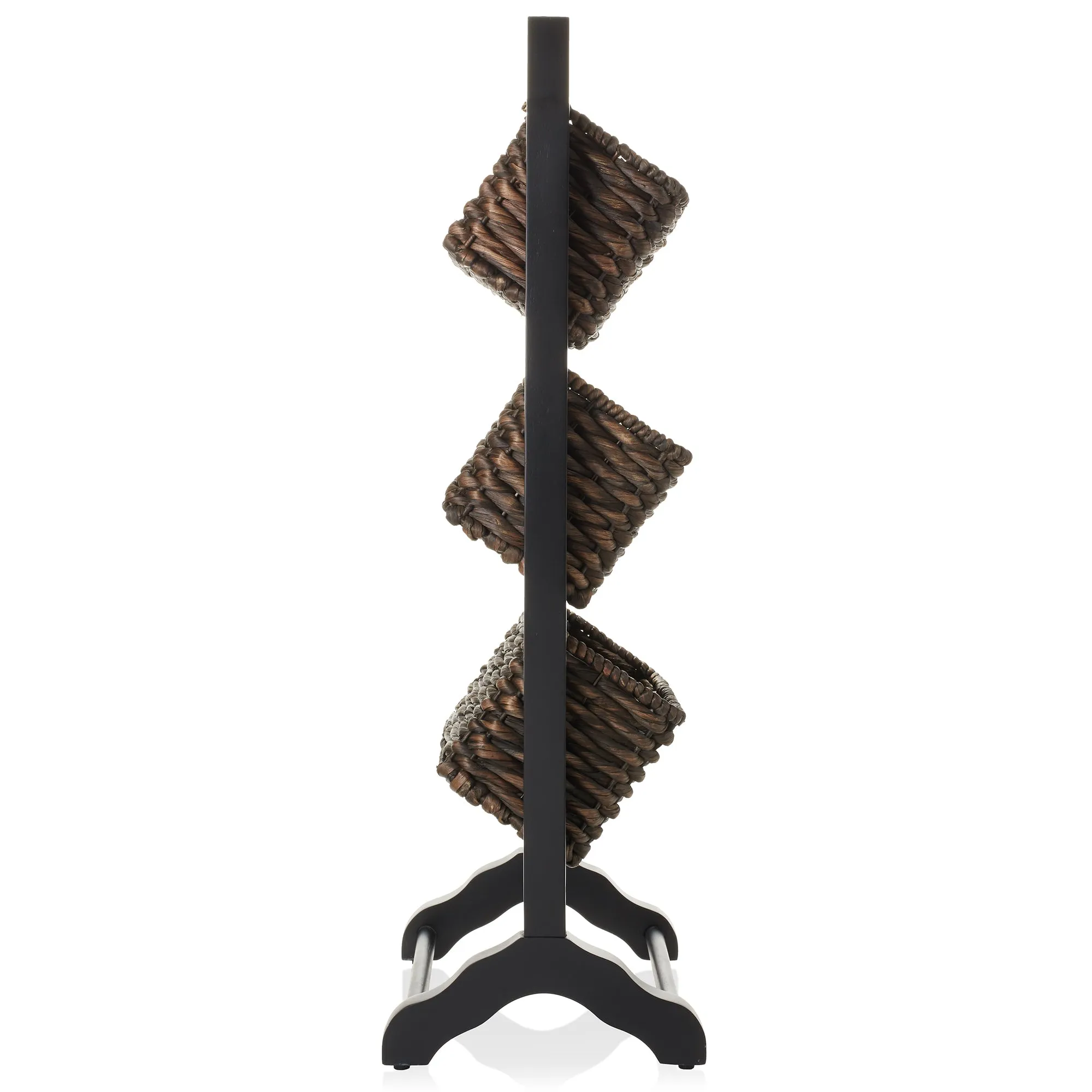3-Tier Floor Stand with Hyacinth Storage Baskets