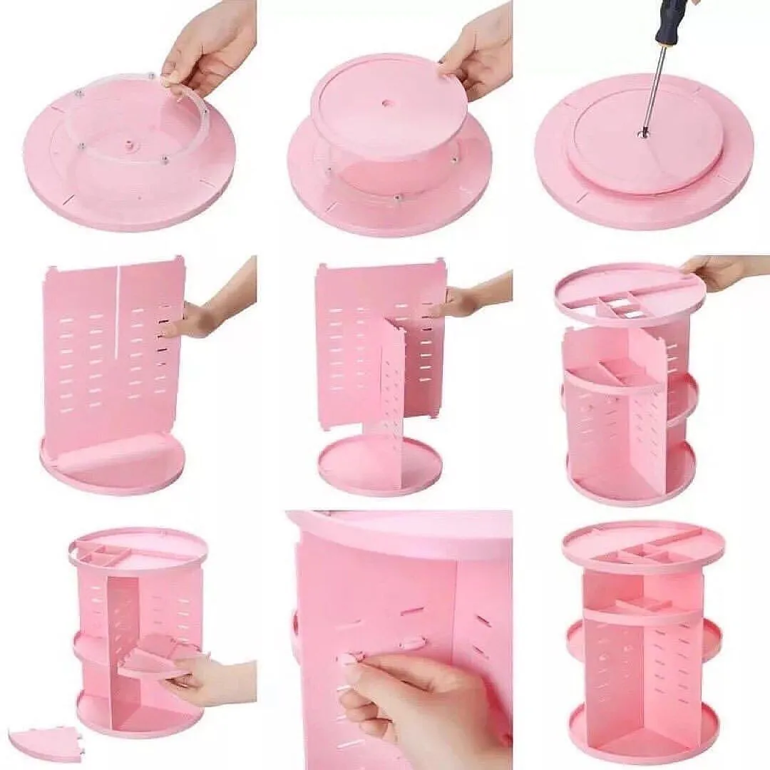 360 Degree Rotating Makeup Organizer Storage Desktop Jewellry Finishing Large Capacity Plastic Drawer Cosmetic Organizer