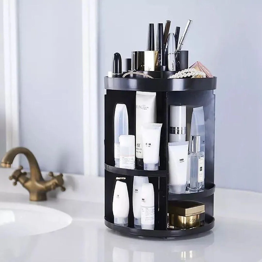 360 Degree Rotating Makeup Organizer Storage Desktop Jewellry Finishing Large Capacity Plastic Drawer Cosmetic Organizer