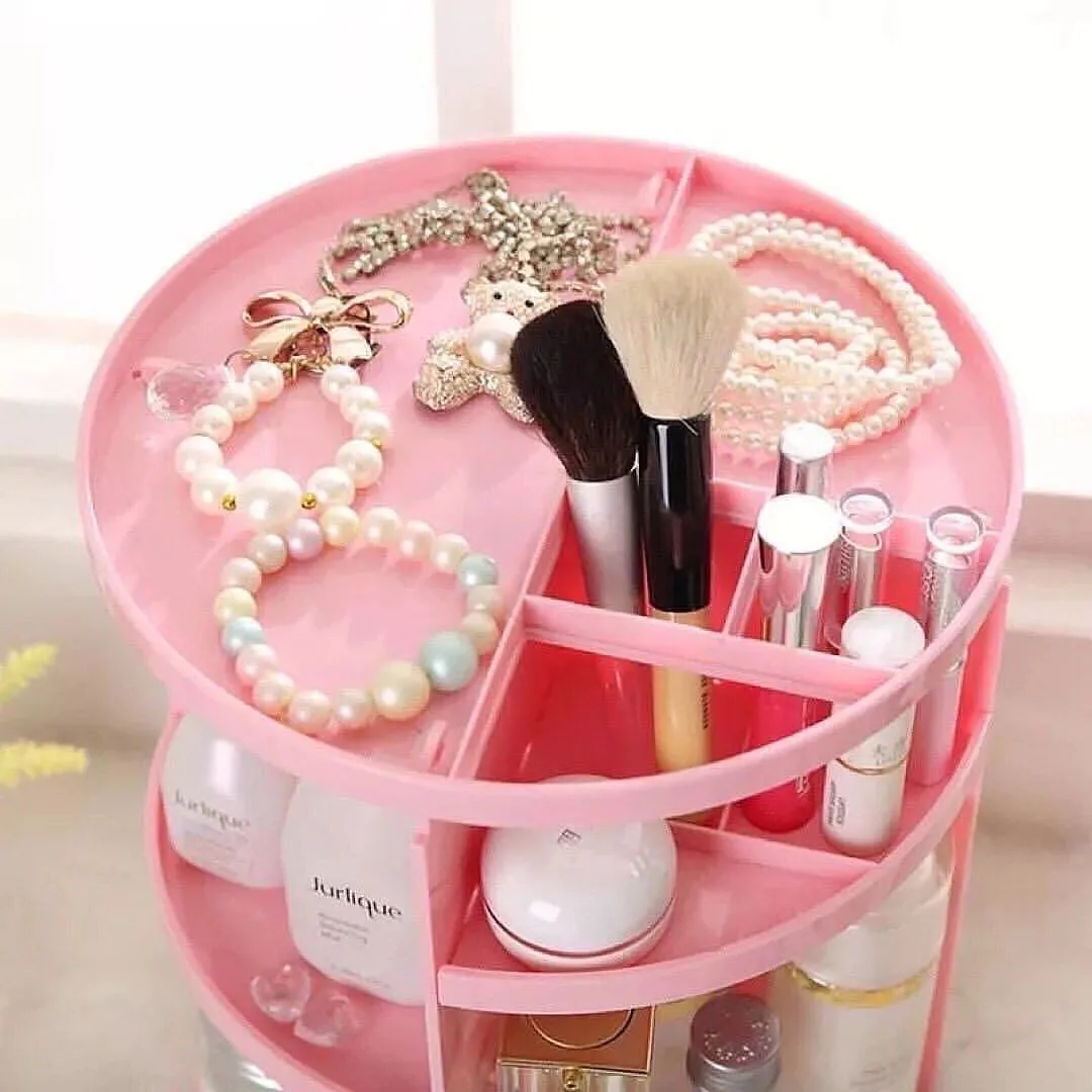 360 Degree Rotating Makeup Organizer Storage Desktop Jewellry Finishing Large Capacity Plastic Drawer Cosmetic Organizer