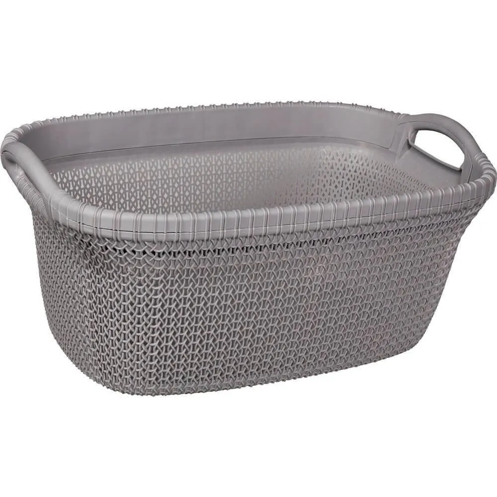 37L Knitted Laundry Basket Grey