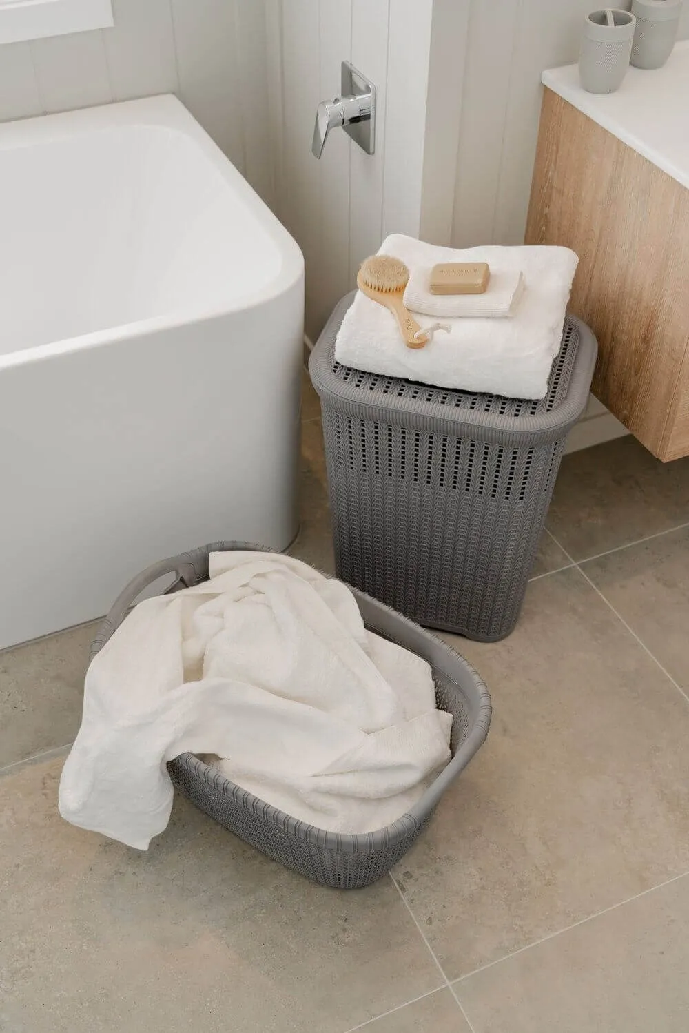 37L Knitted Laundry Basket Grey
