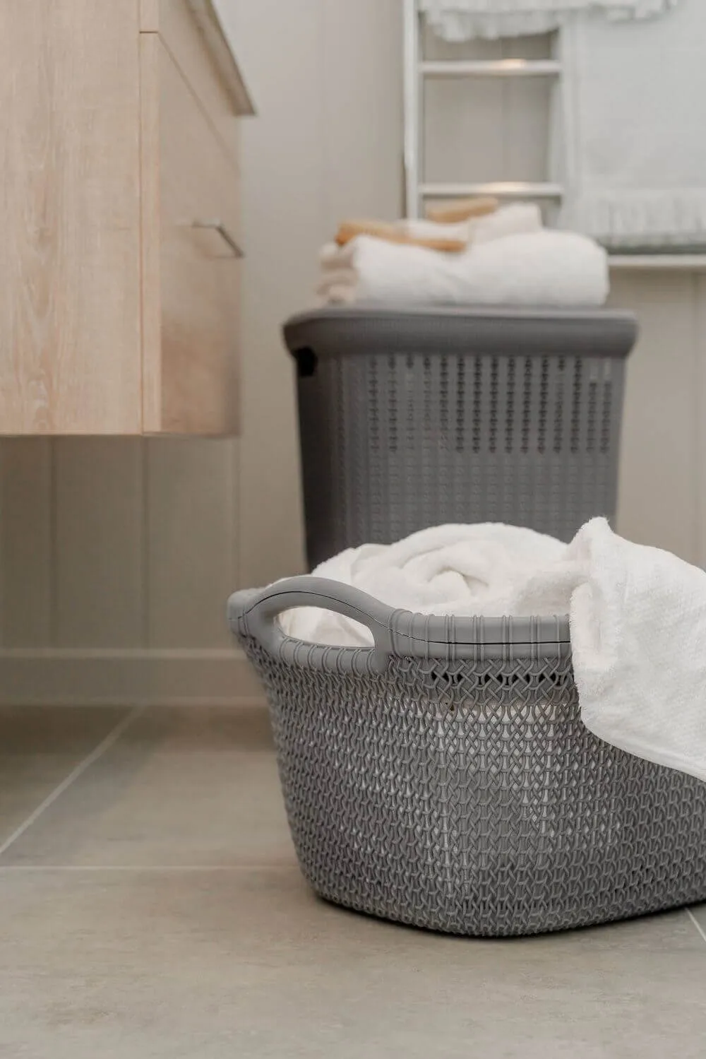 37L Knitted Laundry Basket Grey